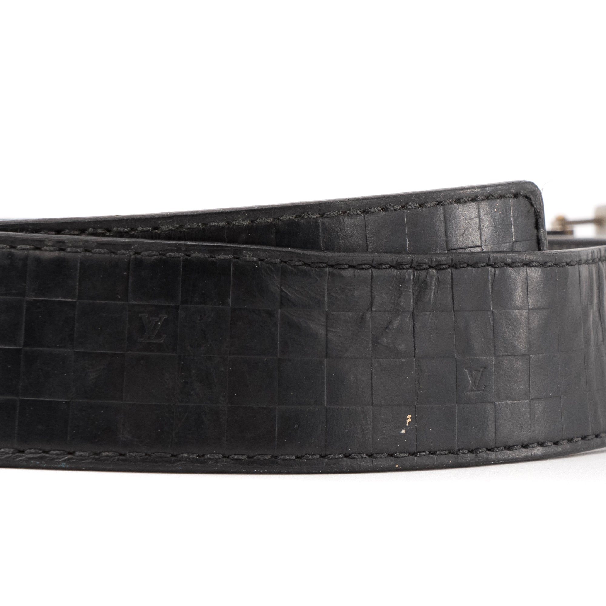 LOUIS VUITTON - Ceinture Inventeur Louis Vuitton en cuir noir (T85)