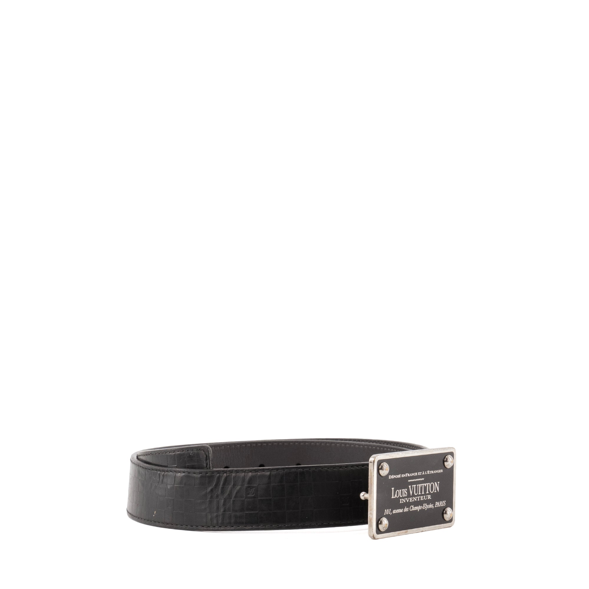 LOUIS VUITTON - Ceinture Inventeur Louis Vuitton en cuir noir (T85)