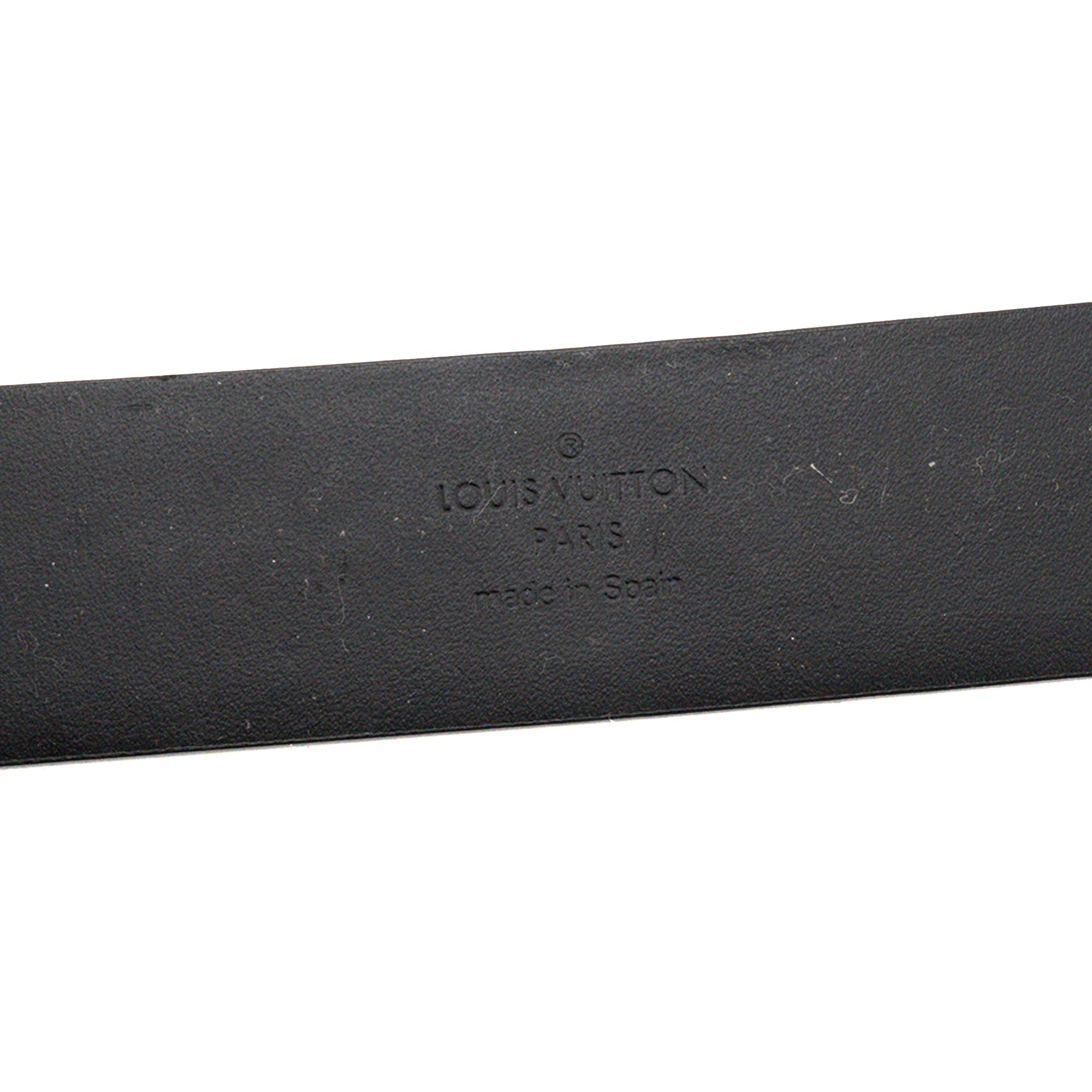 LOUIS VUITTON - Ceinture Logo Louis Vuitton en cuir lisse noir (T110)