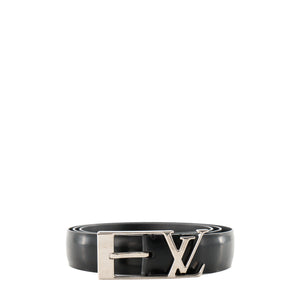LOUIS VUITTON - Ceinture Logo Louis Vuitton en cuir lisse noir (T110)