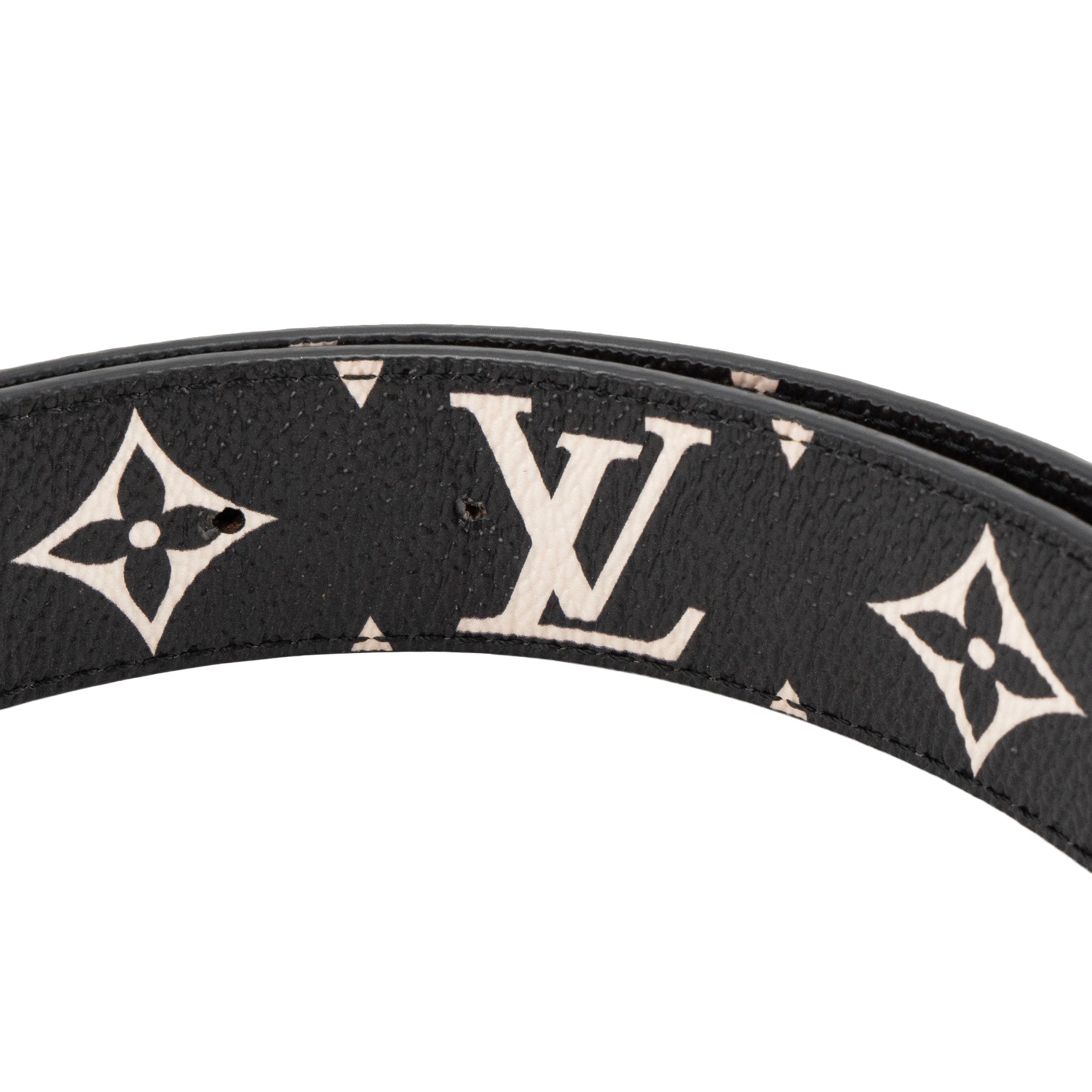 LOUIS VUITTON - Ceinture LV Initiales Crafty réversible Louis Vuitton en toile enduite monogrammée orange et noire (T80)