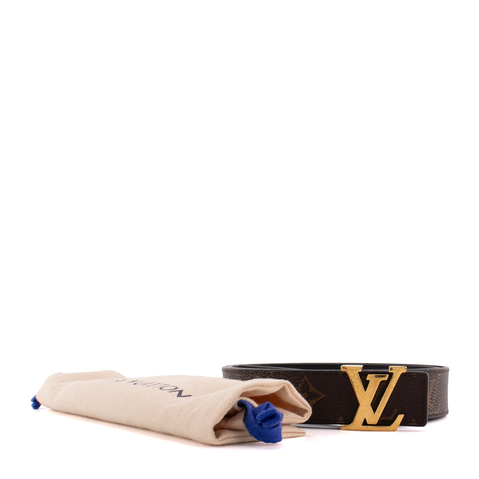 LOUIS VUITTON - Ceinture LV Iconic réversible Louis Vuitton en toile enduite monogrammée et cuir noir (T80)