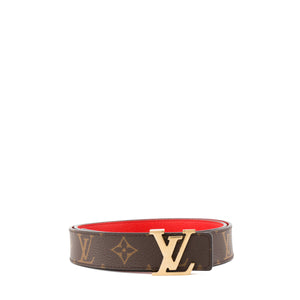 LOUIS VUITTON - Ceinture LV Initiales réversible Louis Vuitton en cuir rouge et toile enduite marron (T85)