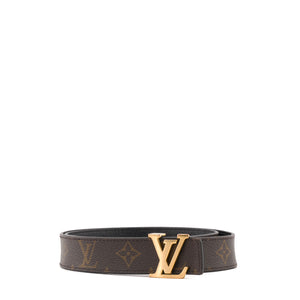 LOUIS VUITTON - Ceinture LV Initiales réversible Louis Vuitton en toile enduite monogrammée et cuir noir (T80)