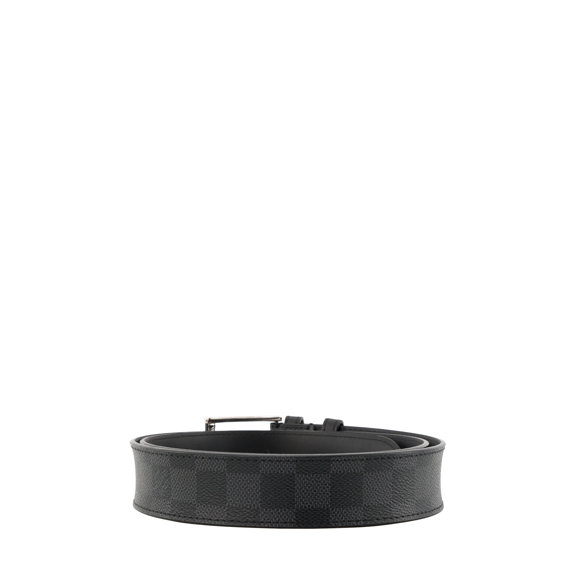 LOUIS VUITTON - Ceinture Pont Neuf Louis Vuitton en toile enduite damier graphite gris et noir (T95)