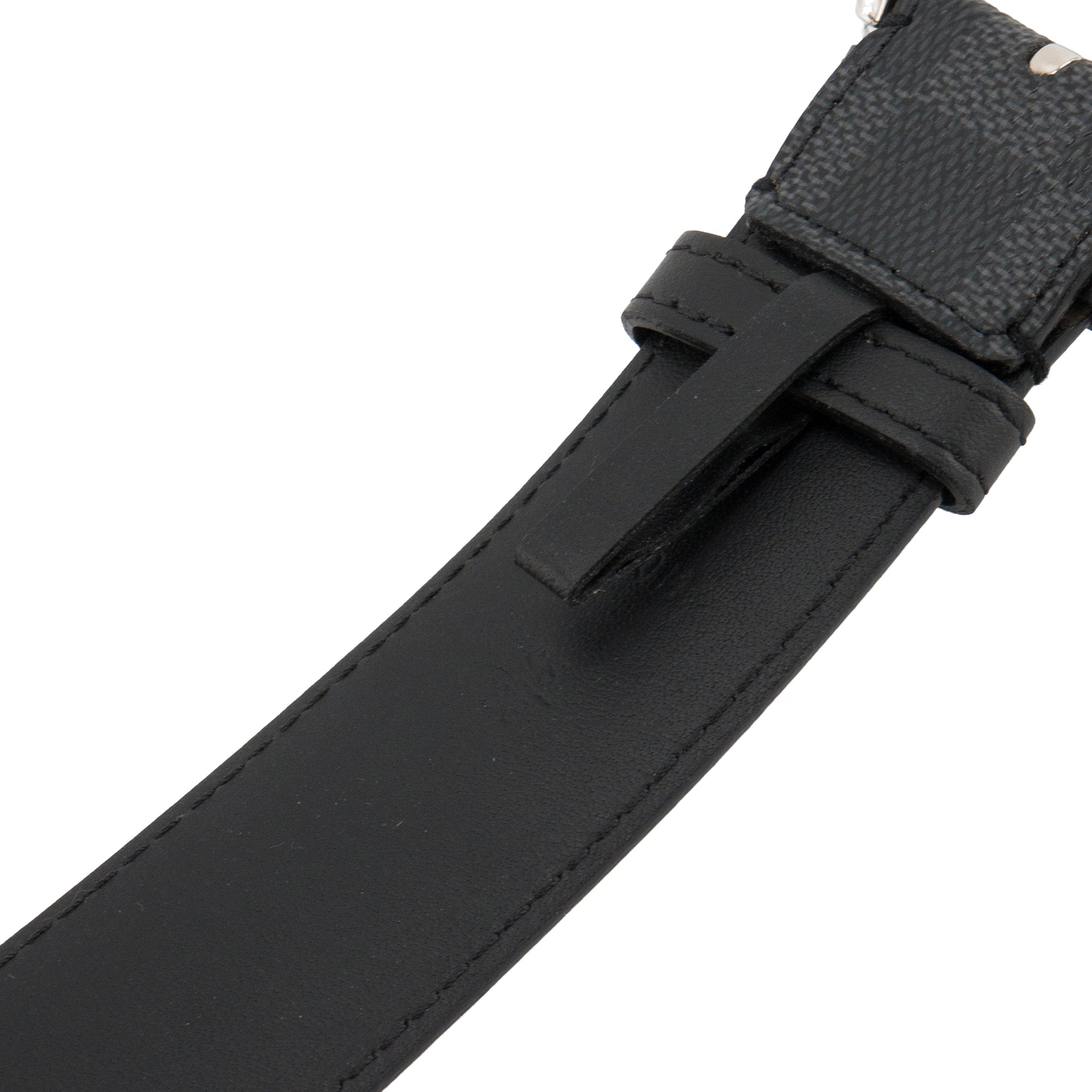 LOUIS VUITTON - Ceinture Pont Neuf Louis Vuitton en toile enduite damier graphite gris et noir (T95)