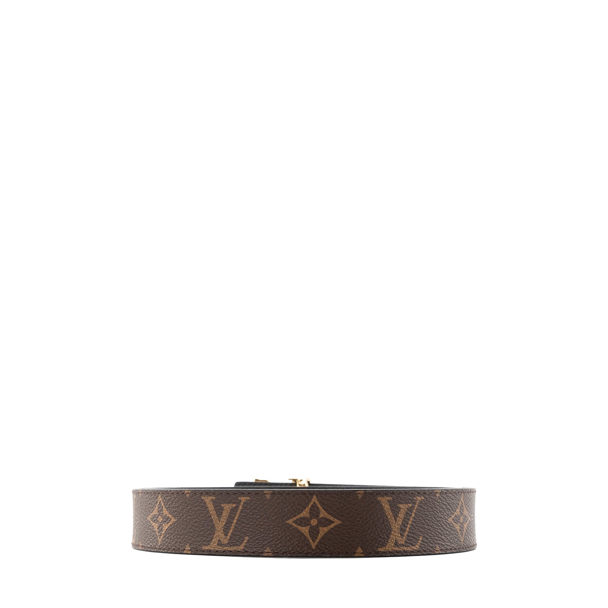 LOUIS VUITTON - Ceinture réversible 30 Louis Vuitton en cuir grainé noir et toile enduite monogrammée (T75)