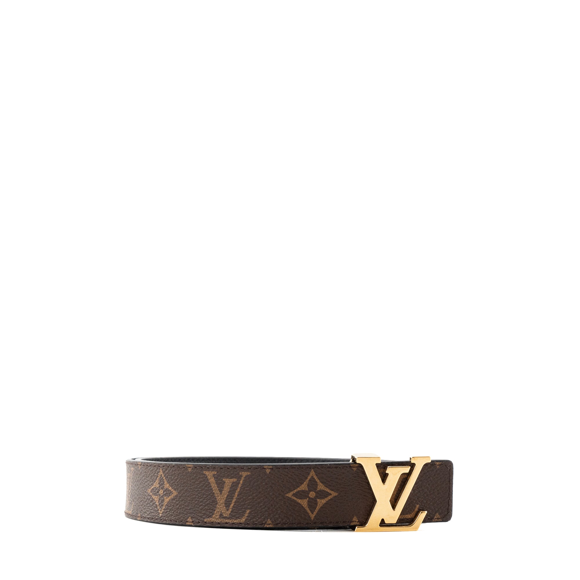LOUIS VUITTON - Ceinture réversible 30 Louis Vuitton en cuir grainé noir et toile enduite monogrammée (T75)