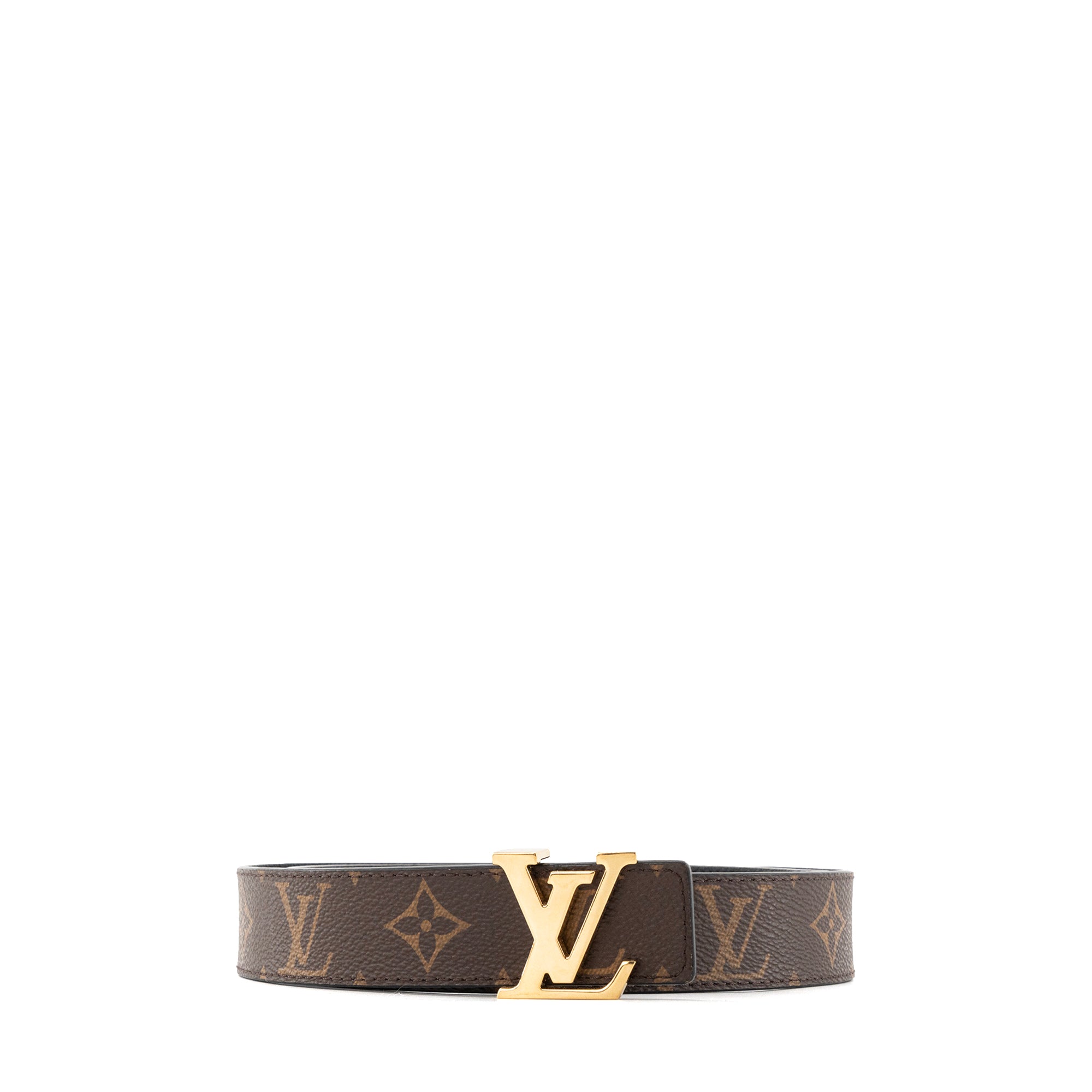 LOUIS VUITTON - Ceinture réversible 30 Louis Vuitton en cuir grainé noir et toile enduite monogrammée (T75)