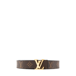 LOUIS VUITTON - Ceinture réversible 30 Louis Vuitton en cuir grainé noir et toile enduite monogrammée (T75)