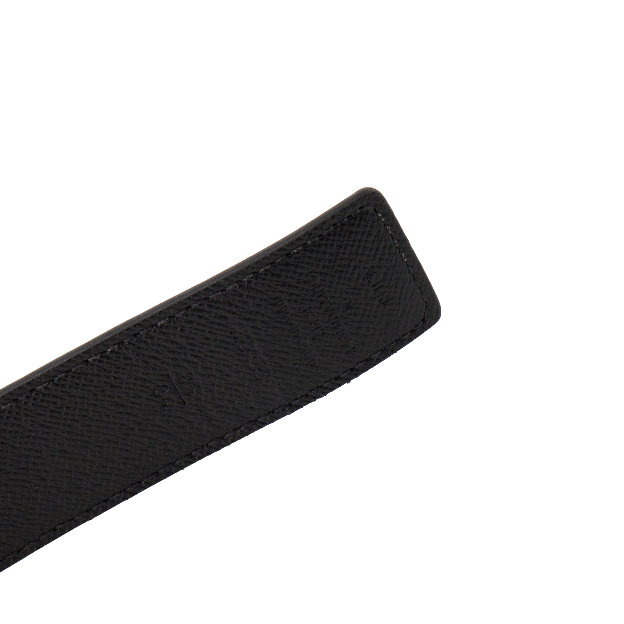 LOUIS VUITTON - Ceinture réversible LV Louis Vuitton en toile enduite monogrammée et cuir grainé noir (T85)