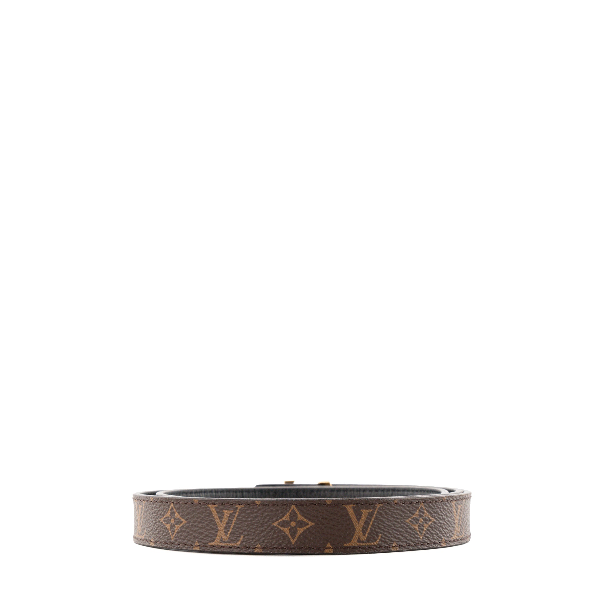 LOUIS VUITTON - Ceinture réversible LV Iconic Louis Vuitton en toile enduite monogrammée et cuir lisse noir (T85)