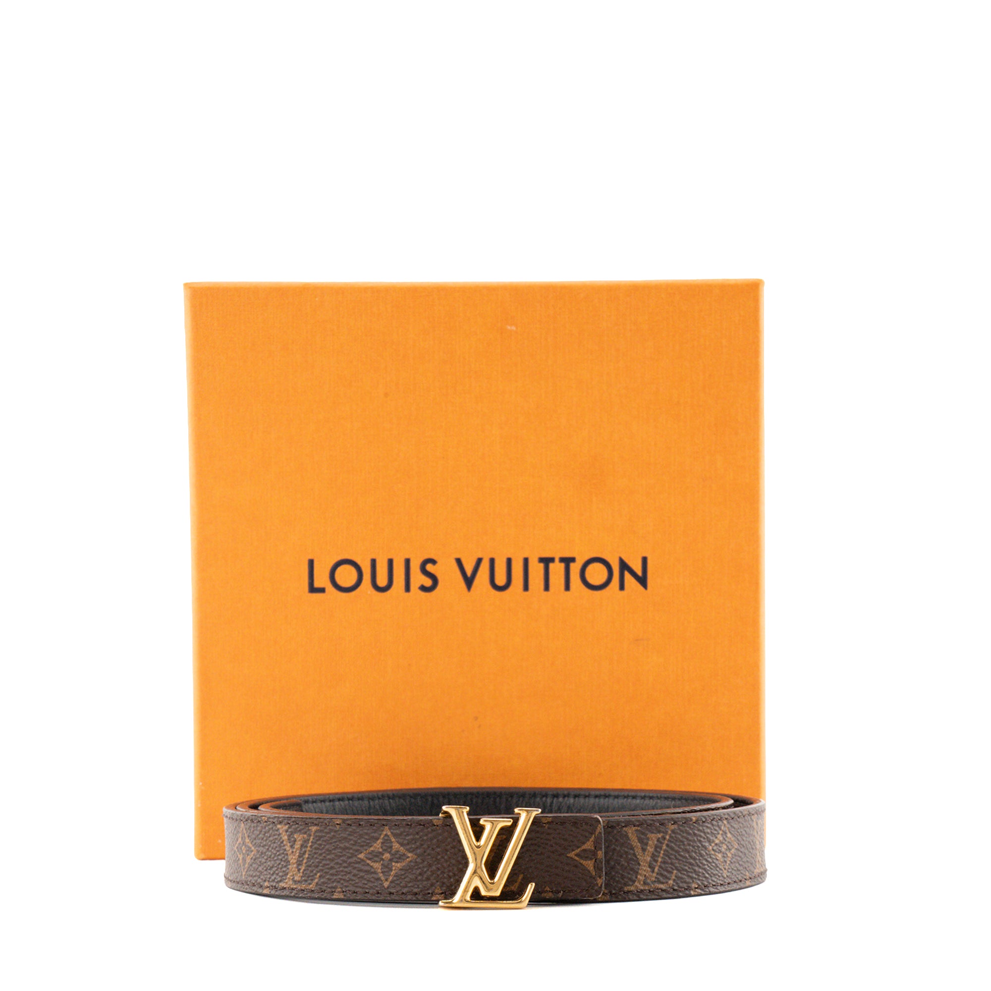 LOUIS VUITTON - Ceinture réversible LV Iconic Louis Vuitton en toile enduite monogrammée et cuir lisse noir (T85)