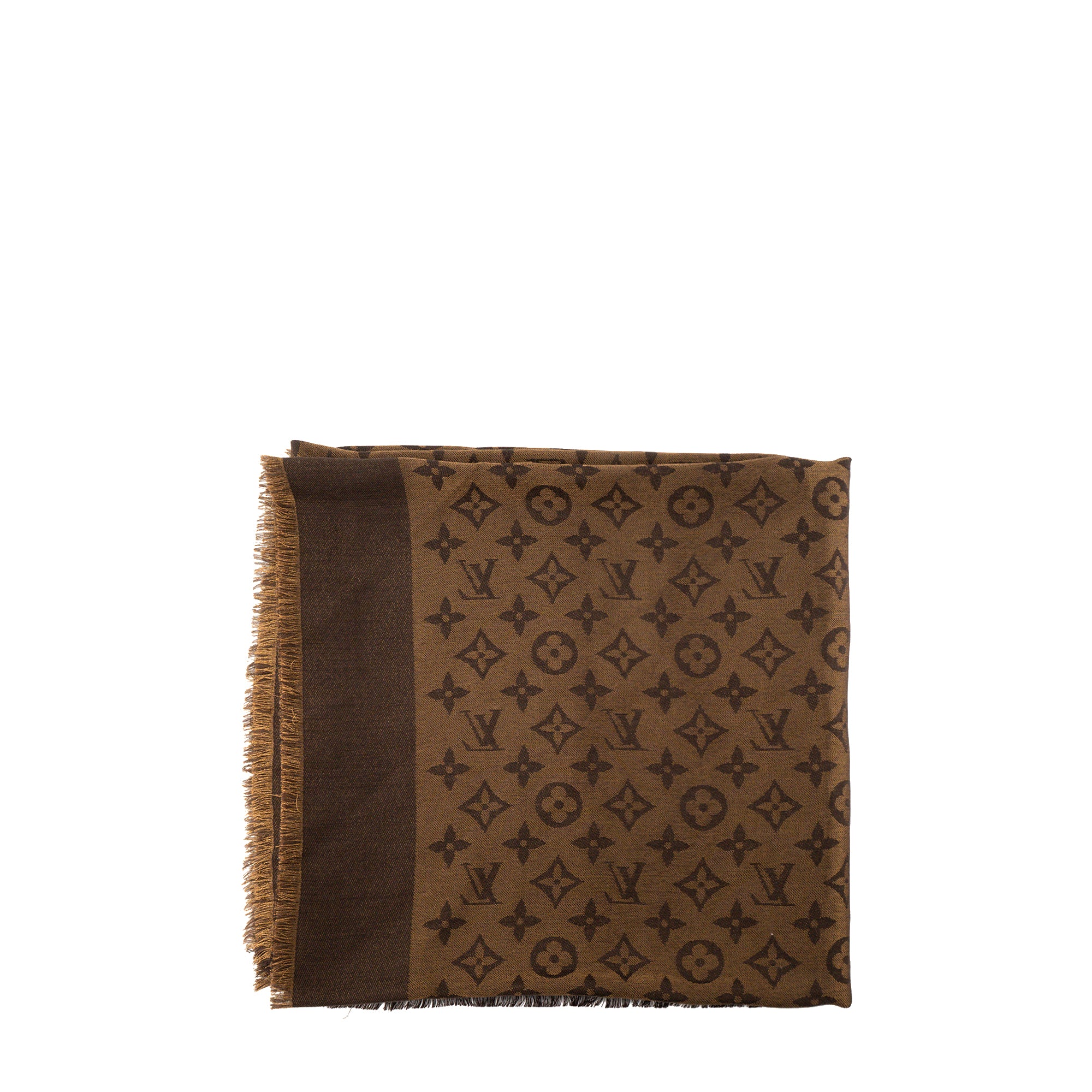 LOUIS VUITTON - Châle Monogram Shine Louis Vuitton en laine et soie marron