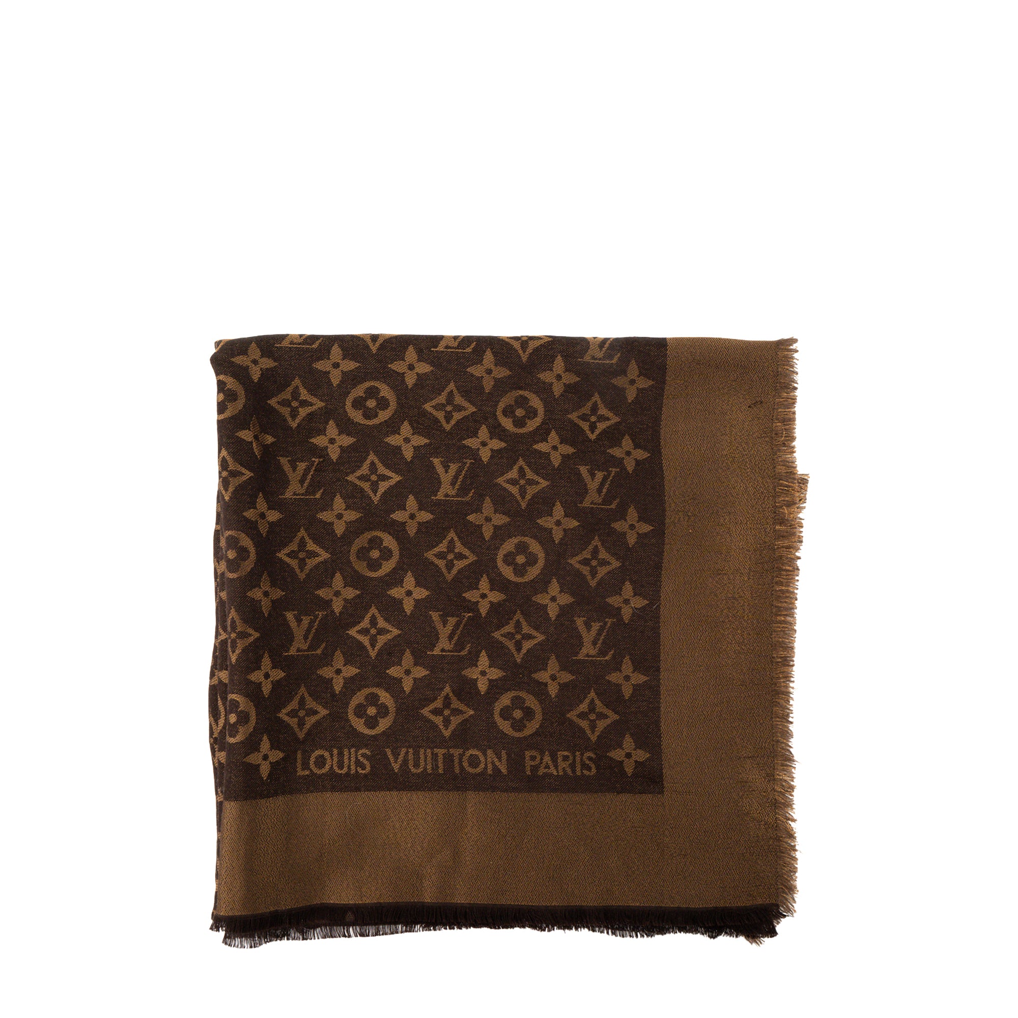 LOUIS VUITTON - Châle Monogram Shine Louis Vuitton en laine et soie marron