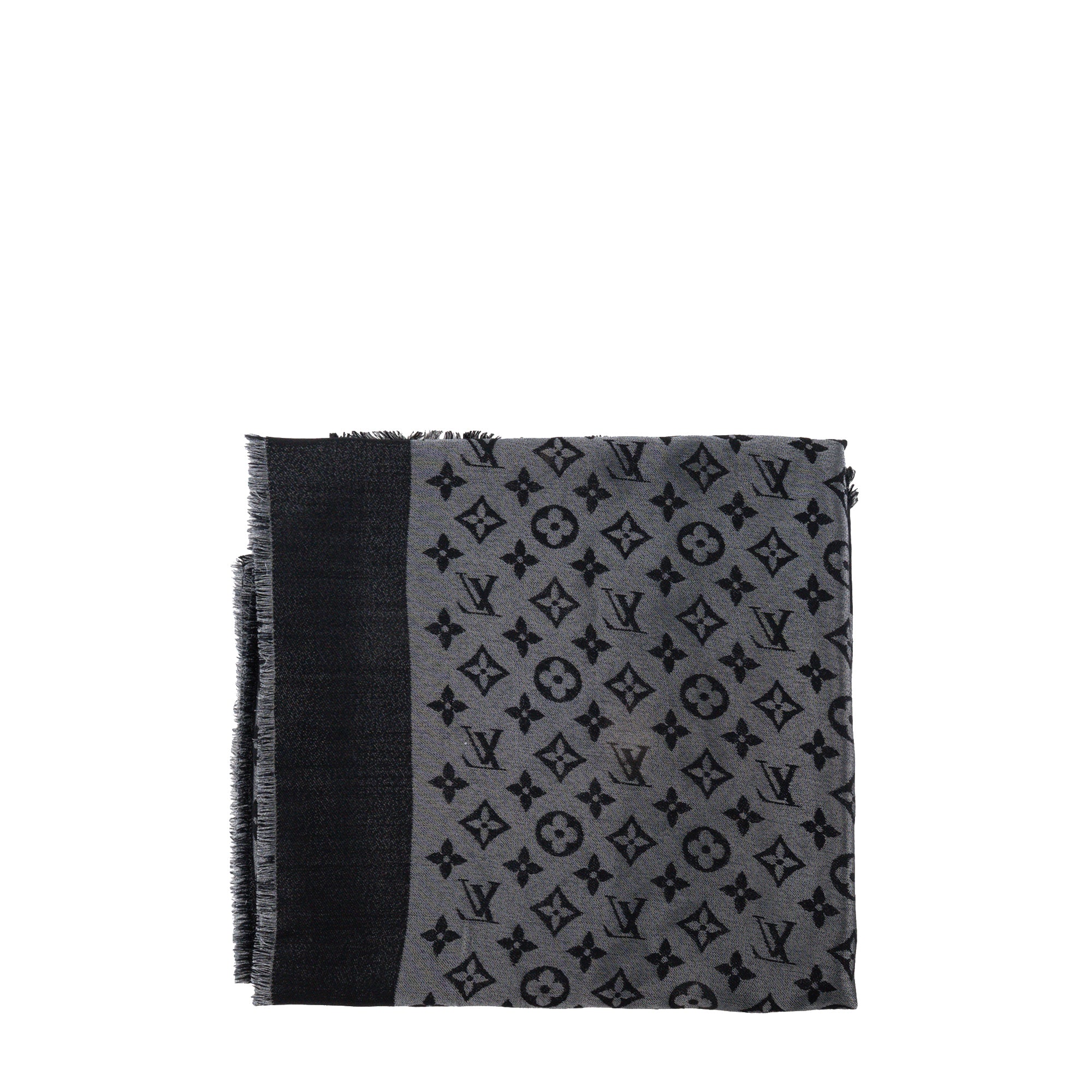 LOUIS VUITTON - Châle Monogram Shine Louis Vuitton en soie noire et fibres métallisées