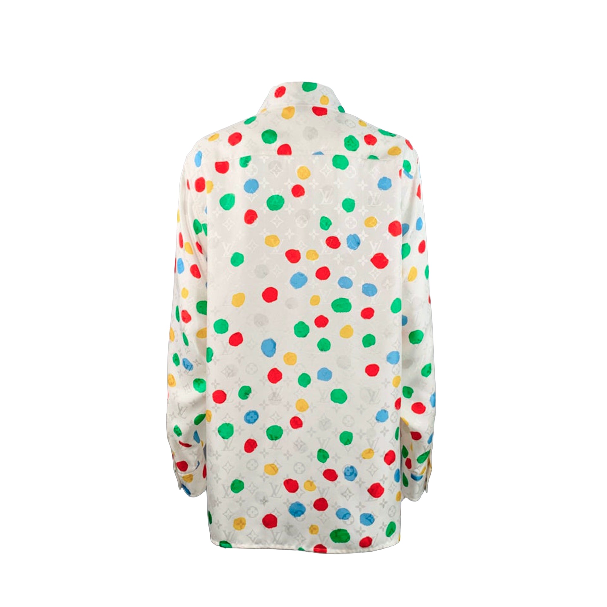 LOUIS VUITTON - Chemise Louis Vuitton x Yayoi Kusama en soie blanche et pois colorés (T40)