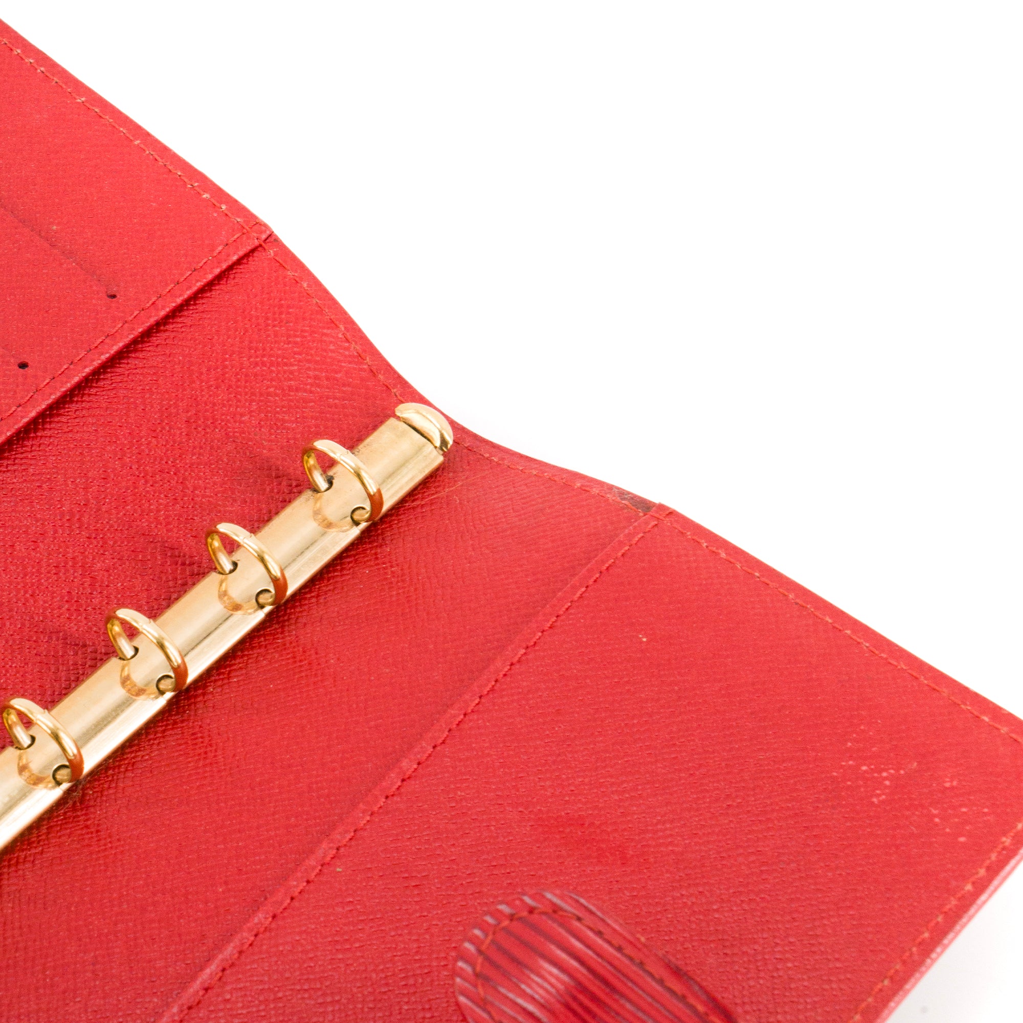 LOUIS VUITTON - Couverture Agenda Louis Vuitton en cuir épi rouge vintage