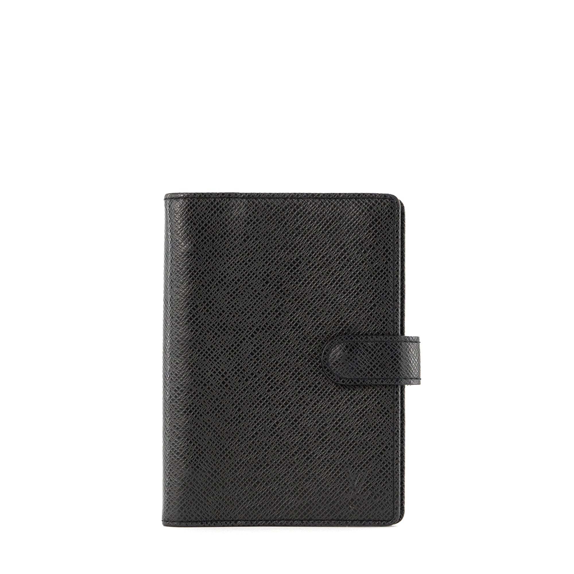 LOUIS VUITTON - Couverture Agenda Louis Vuitton en cuir grainé noir
