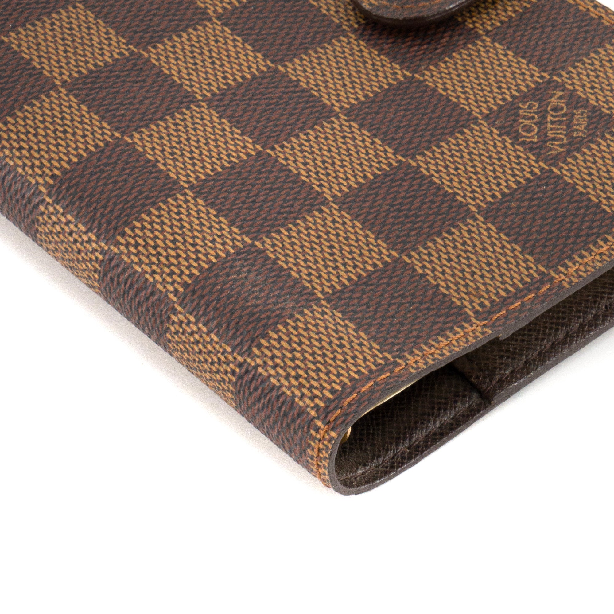 LOUIS VUITTON - Couverture Agenda Louis Vuitton en toile enduite damier ébène vintage