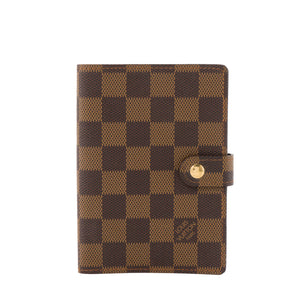 LOUIS VUITTON - Couverture Agenda Louis Vuitton en toile enduite damier ébène vintage