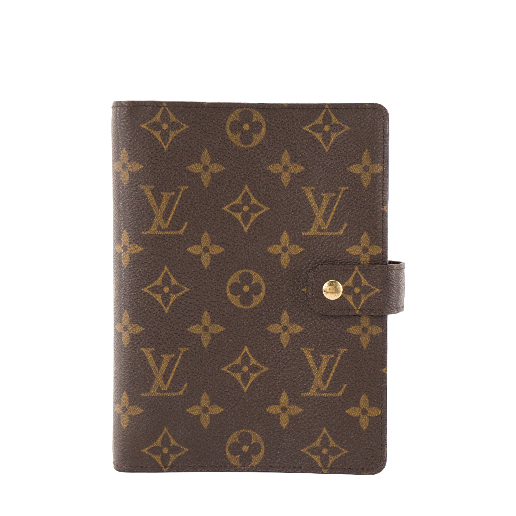 LOUIS VUITTON - Couverture Agenda MM Louis Vuitton en toile enduite monogrammée vintage