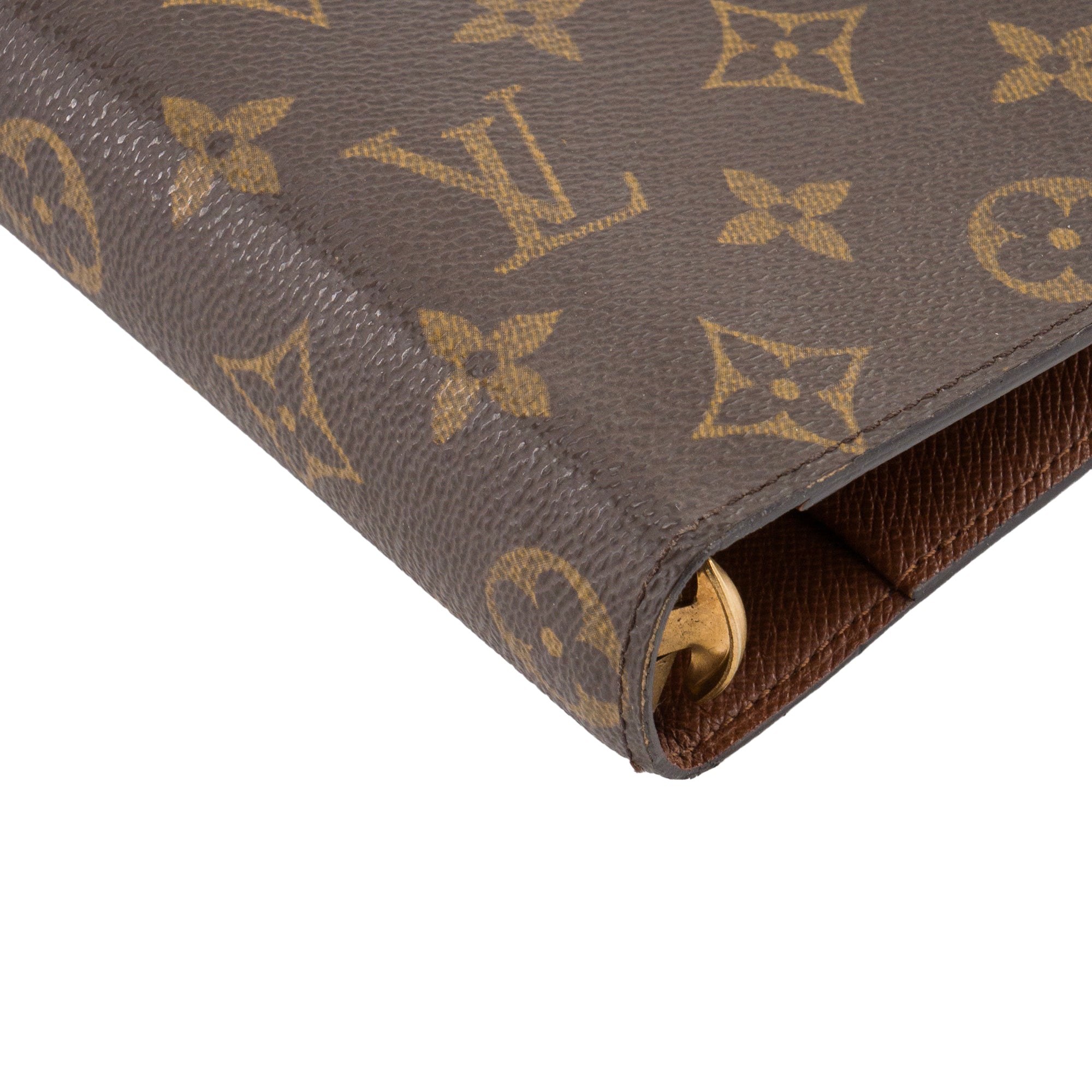 LOUIS VUITTON - Couverture Agenda MM Louis Vuitton en toile enduite monogrammée vintage