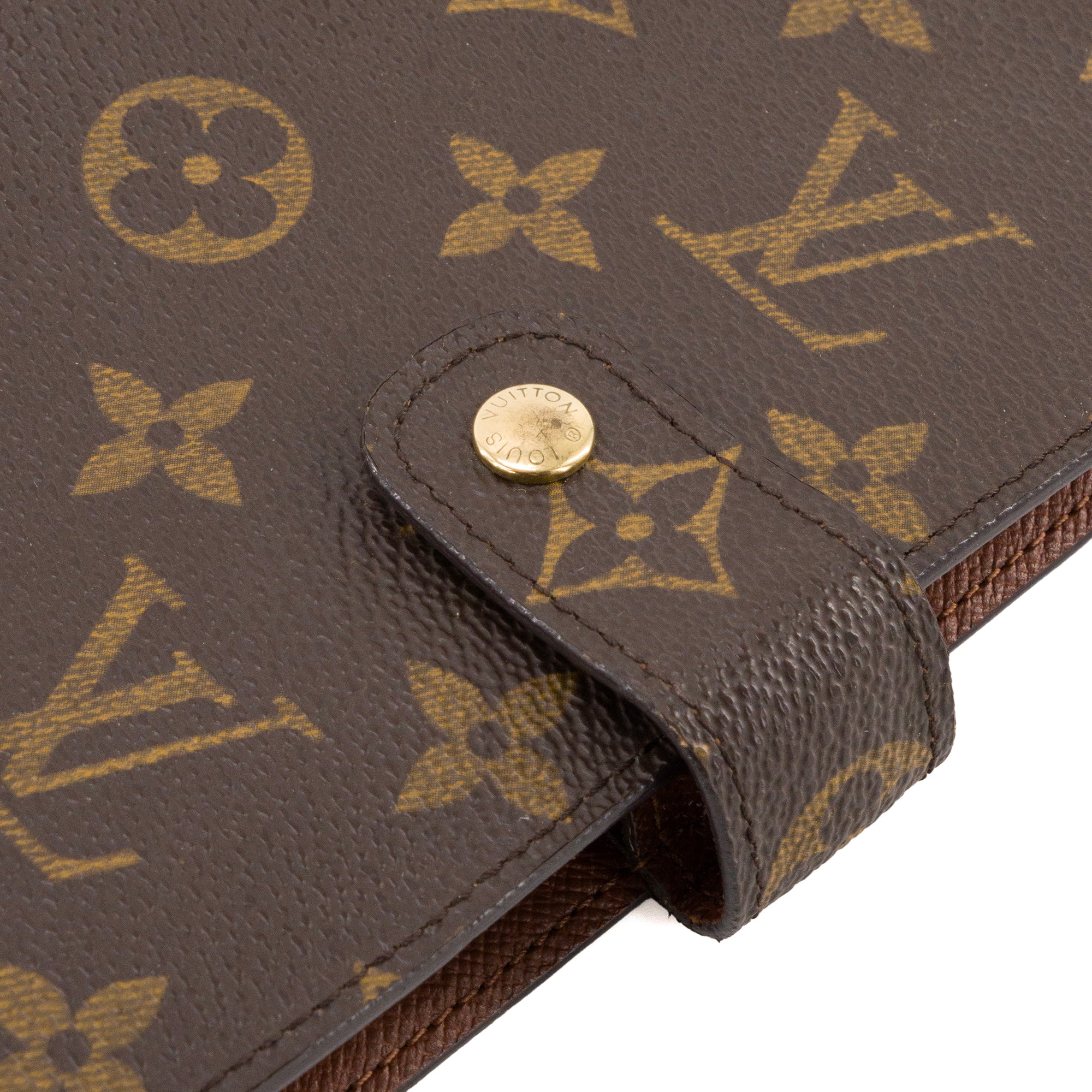 LOUIS VUITTON - Couverture Agenda MM Louis Vuitton en toile enduite monogrammée vintage