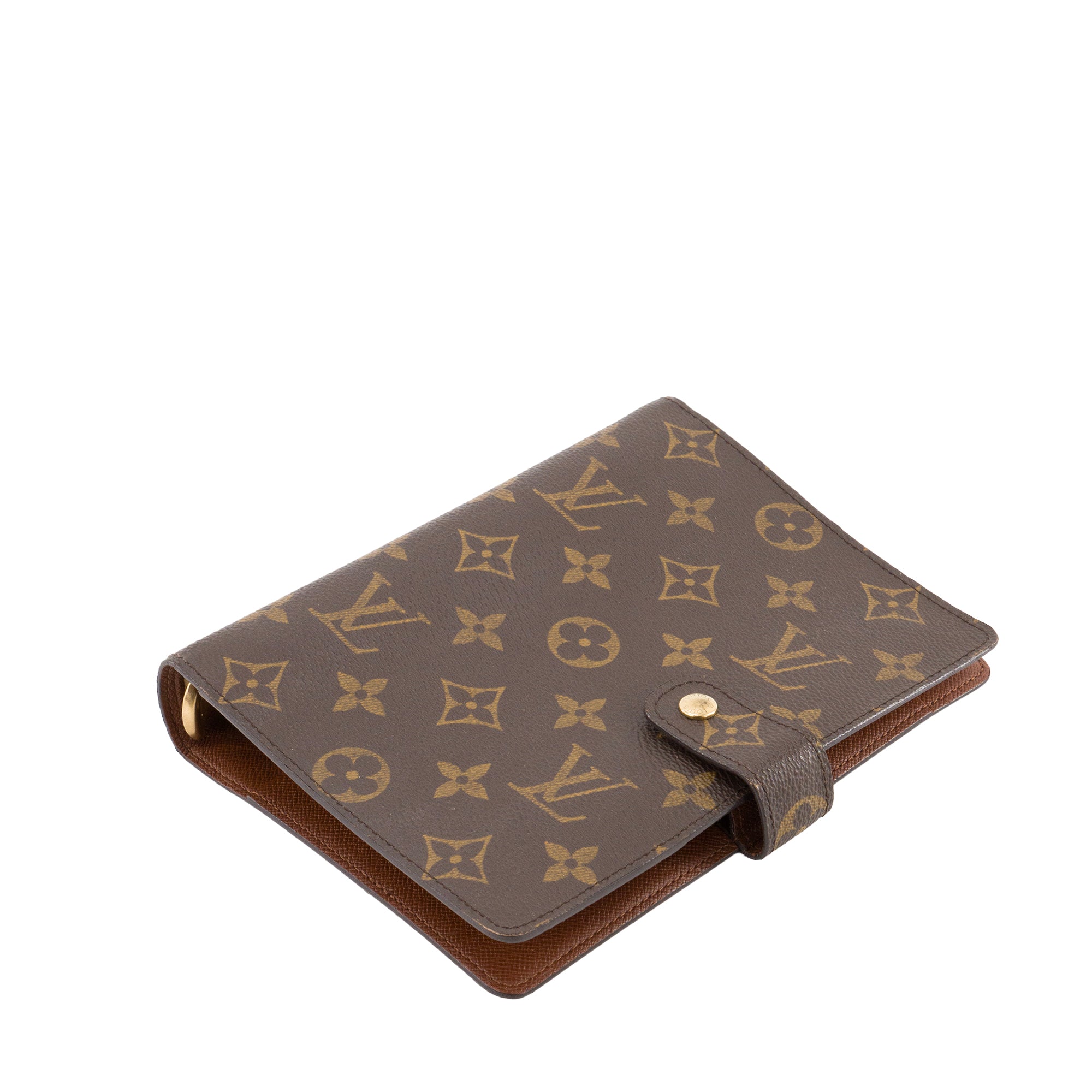 LOUIS VUITTON - Couverture Agenda MM Louis Vuitton en toile enduite monogrammée vintage