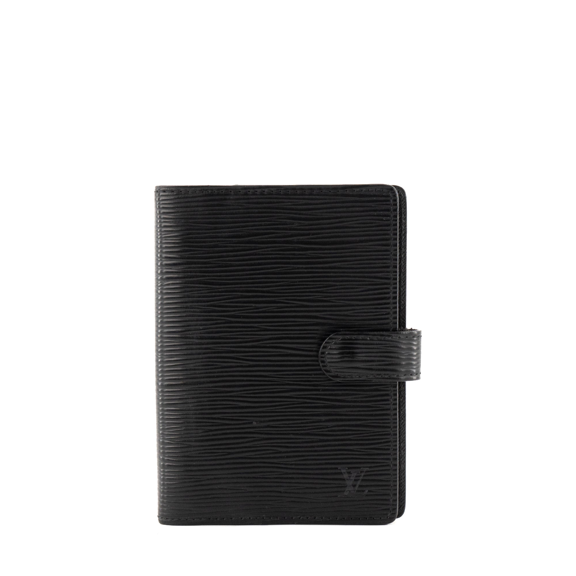LOUIS VUITTON - Couverture Agenda PM Louis Vuitton en cuir épi noir vintage