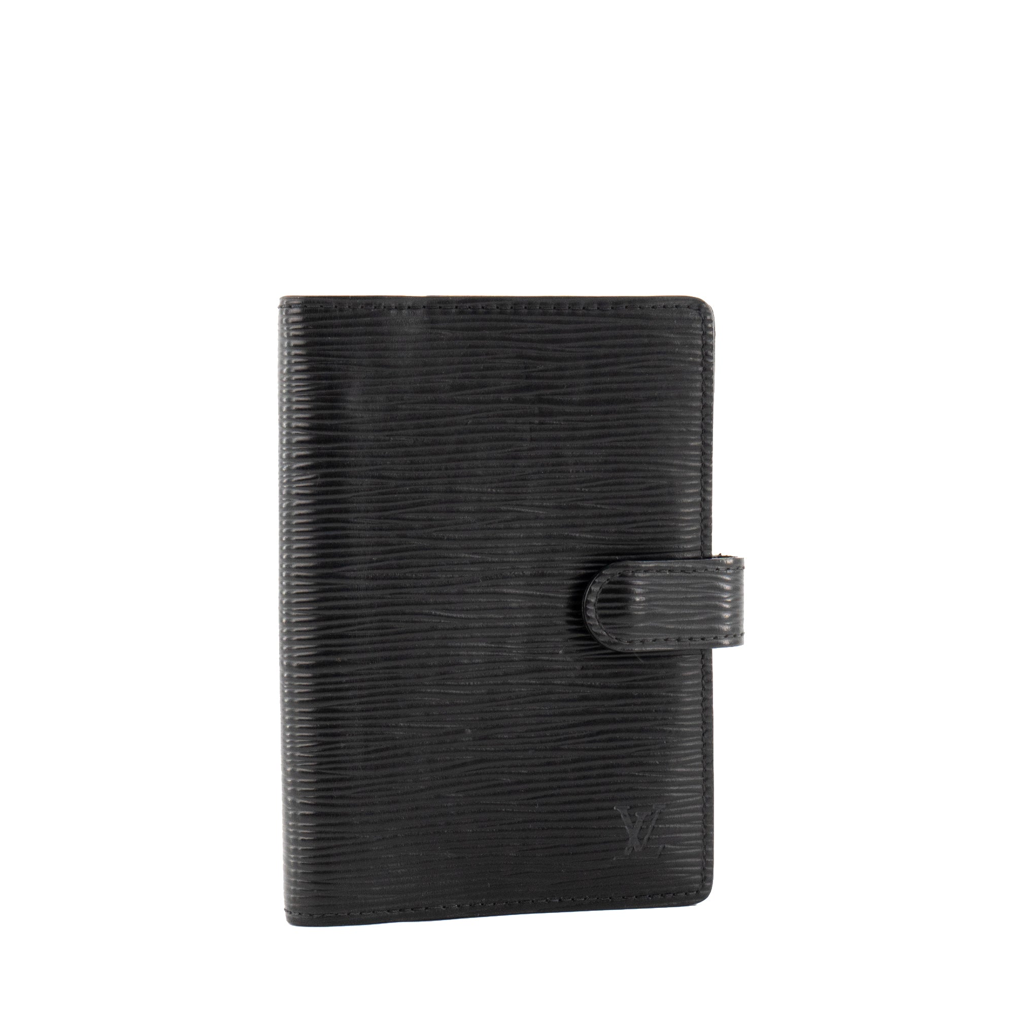 LOUIS VUITTON - Couverture Agenda PM Louis Vuitton en cuir épi noir vintage