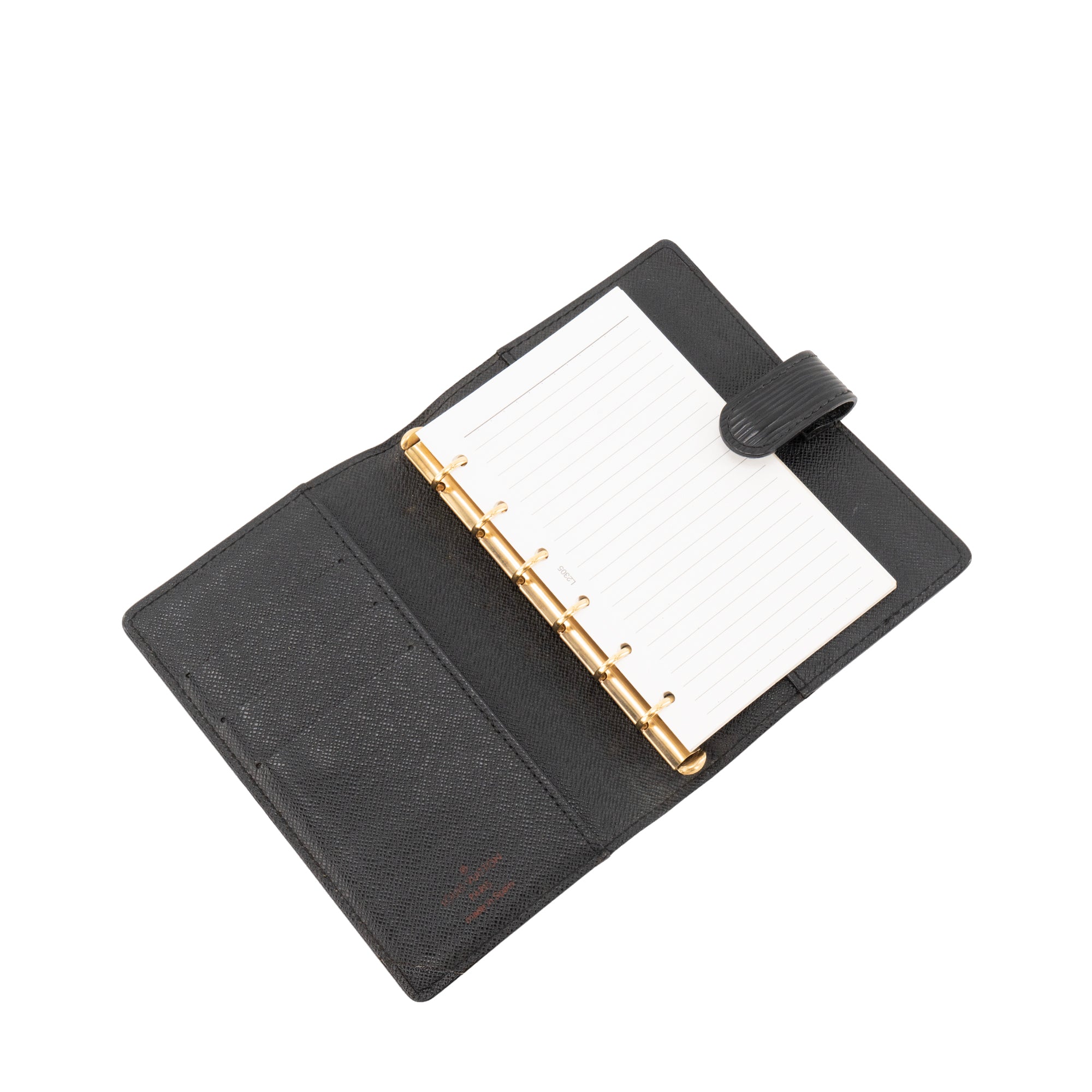 LOUIS VUITTON - Couverture Agenda PM Louis Vuitton en cuir épi noir vintage