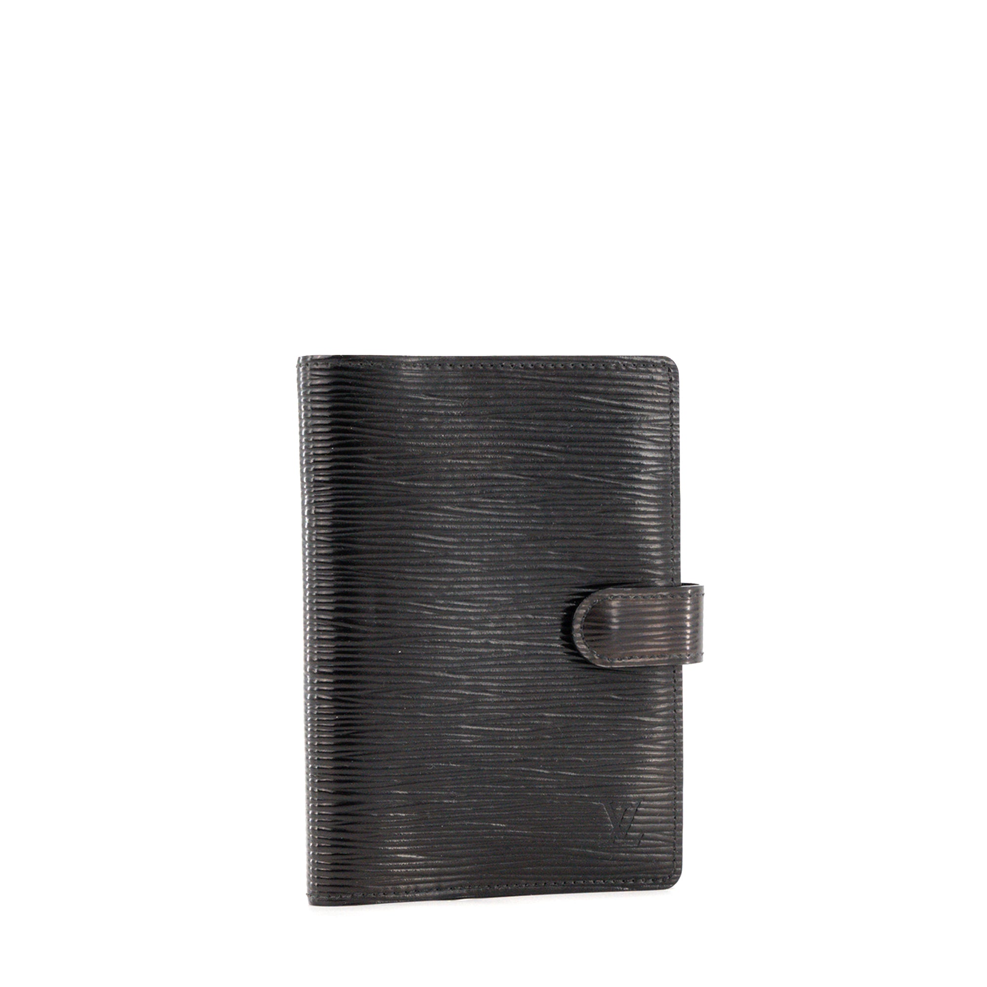 LOUIS VUITTON - Couverture agenda PM Louis Vuitton en cuir épi noir vintage