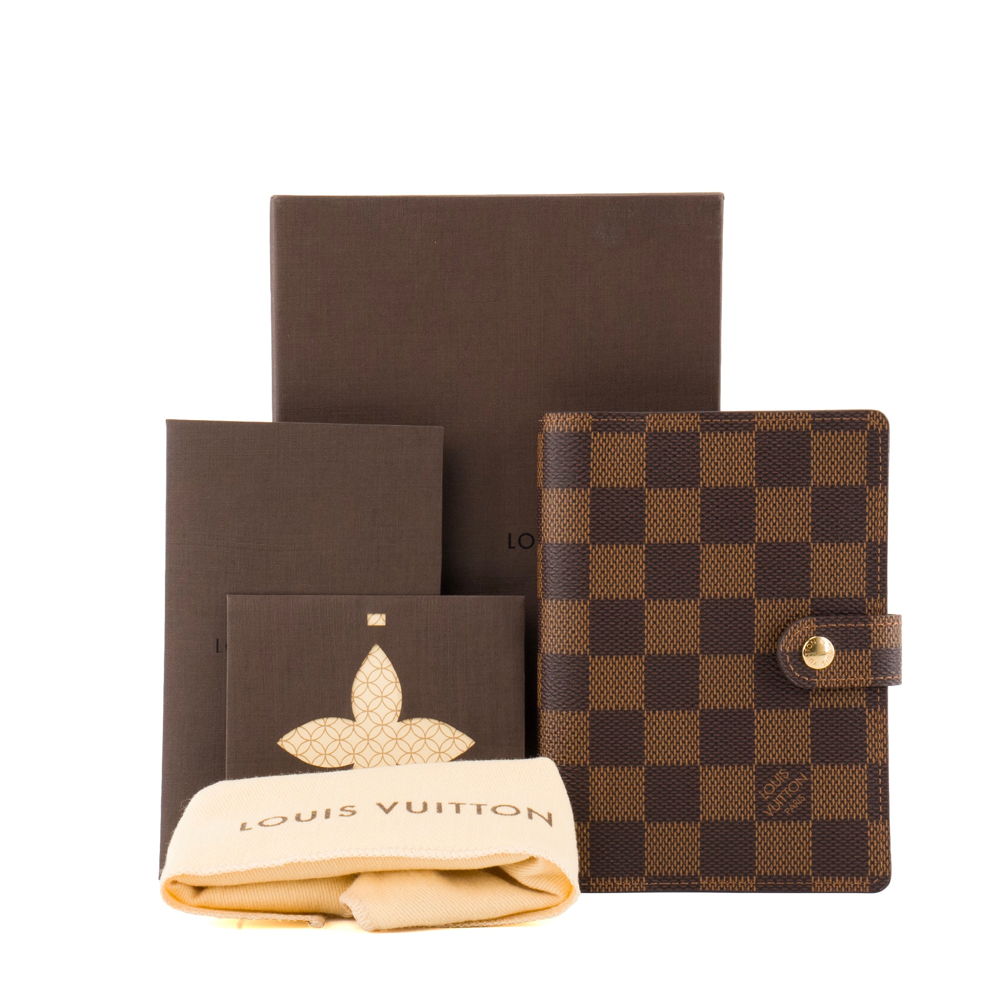 LOUIS VUITTON - Couverture Agenda PM Louis Vuitton en toile enduite damier ébène