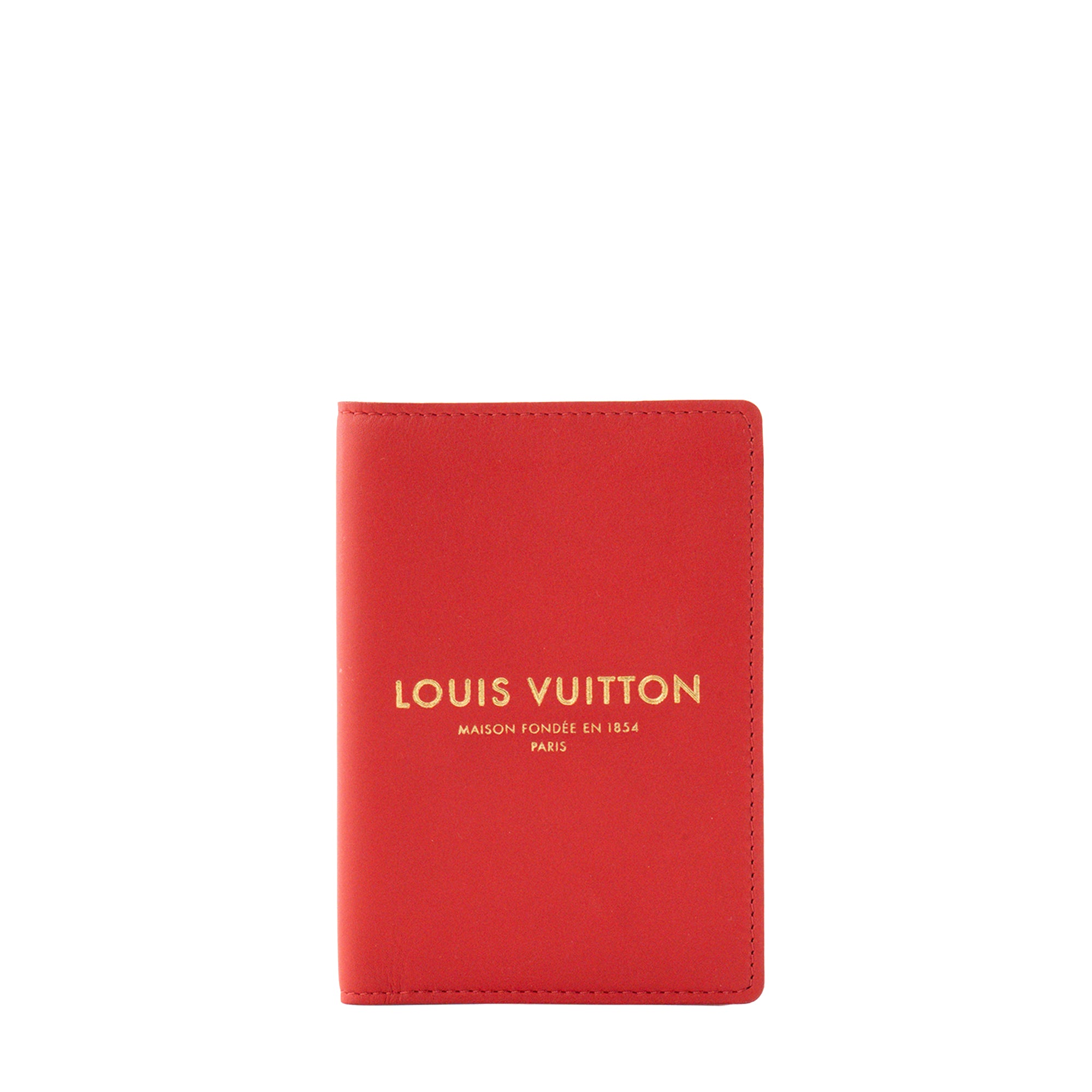 LOUIS VUITTON - Couverture Passeport Louis Vuitton en cuir lisse rouge