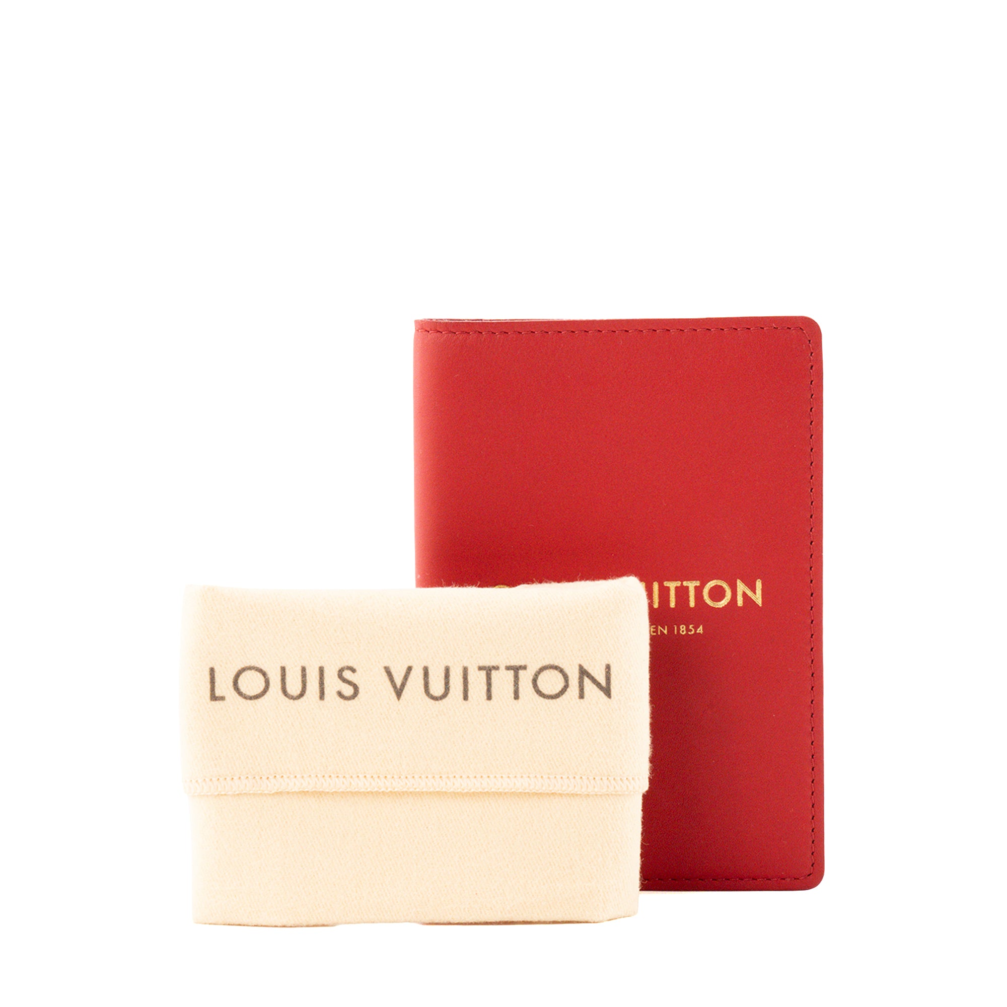 LOUIS VUITTON - Couverture Passeport Louis Vuitton en cuir lisse rouge