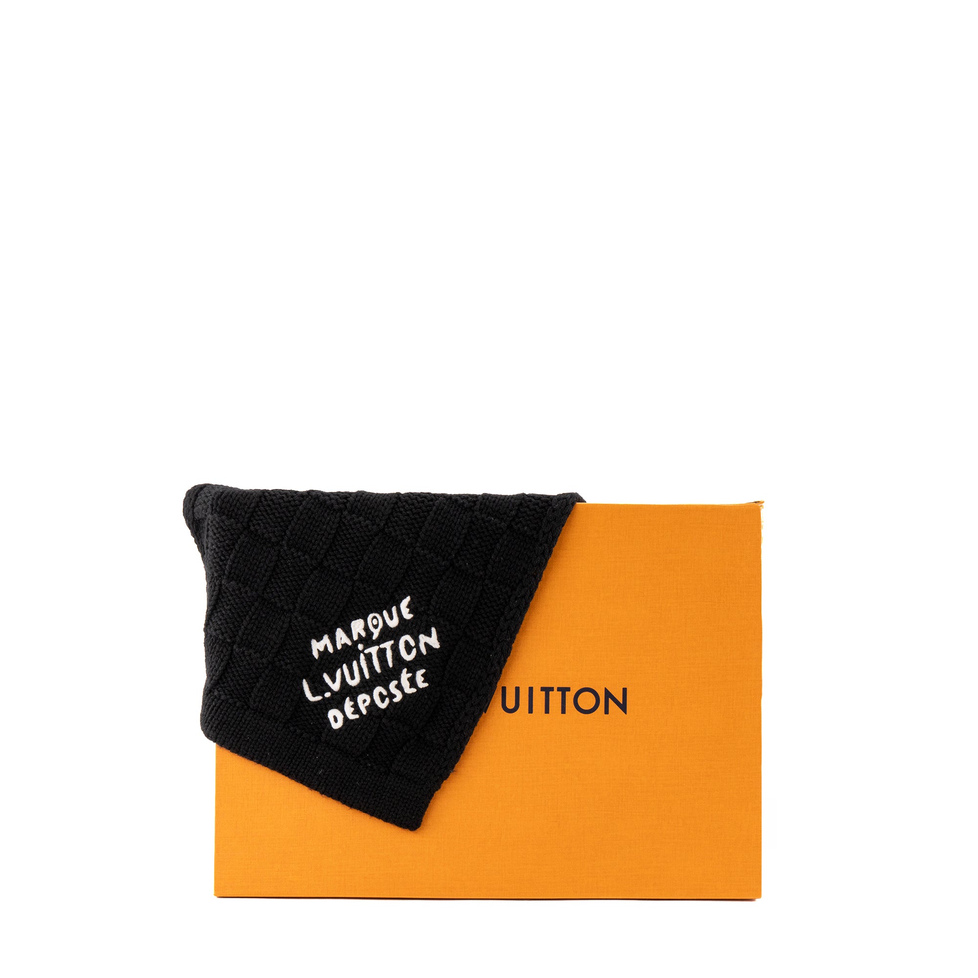 LOUIS VUITTON - Écharpe Damier Snug Louis Vuitton en laine noir