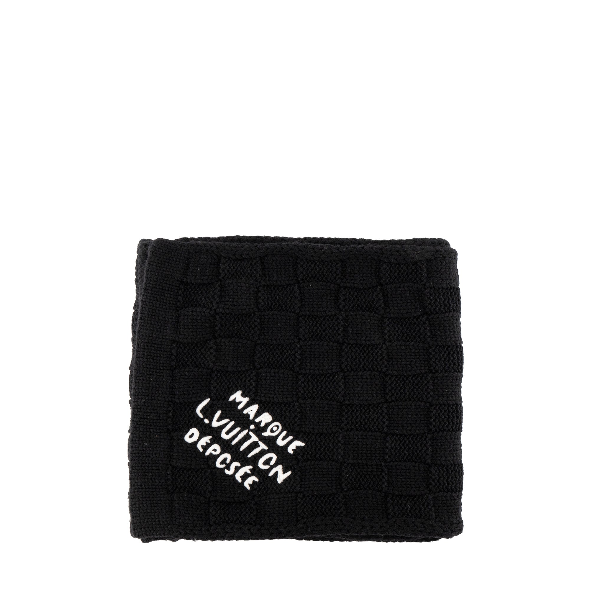 LOUIS VUITTON - Écharpe Damier Snug Louis Vuitton en laine noir