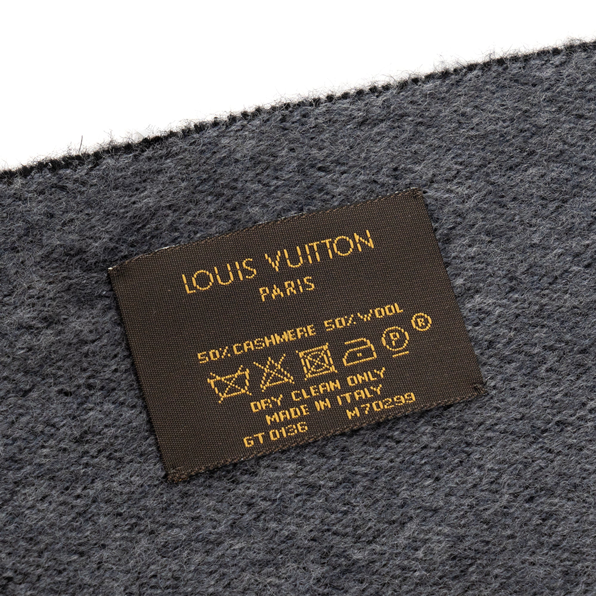 LOUIS VUITTON - Louis Vuitton black and grey cashmere and wool scarf