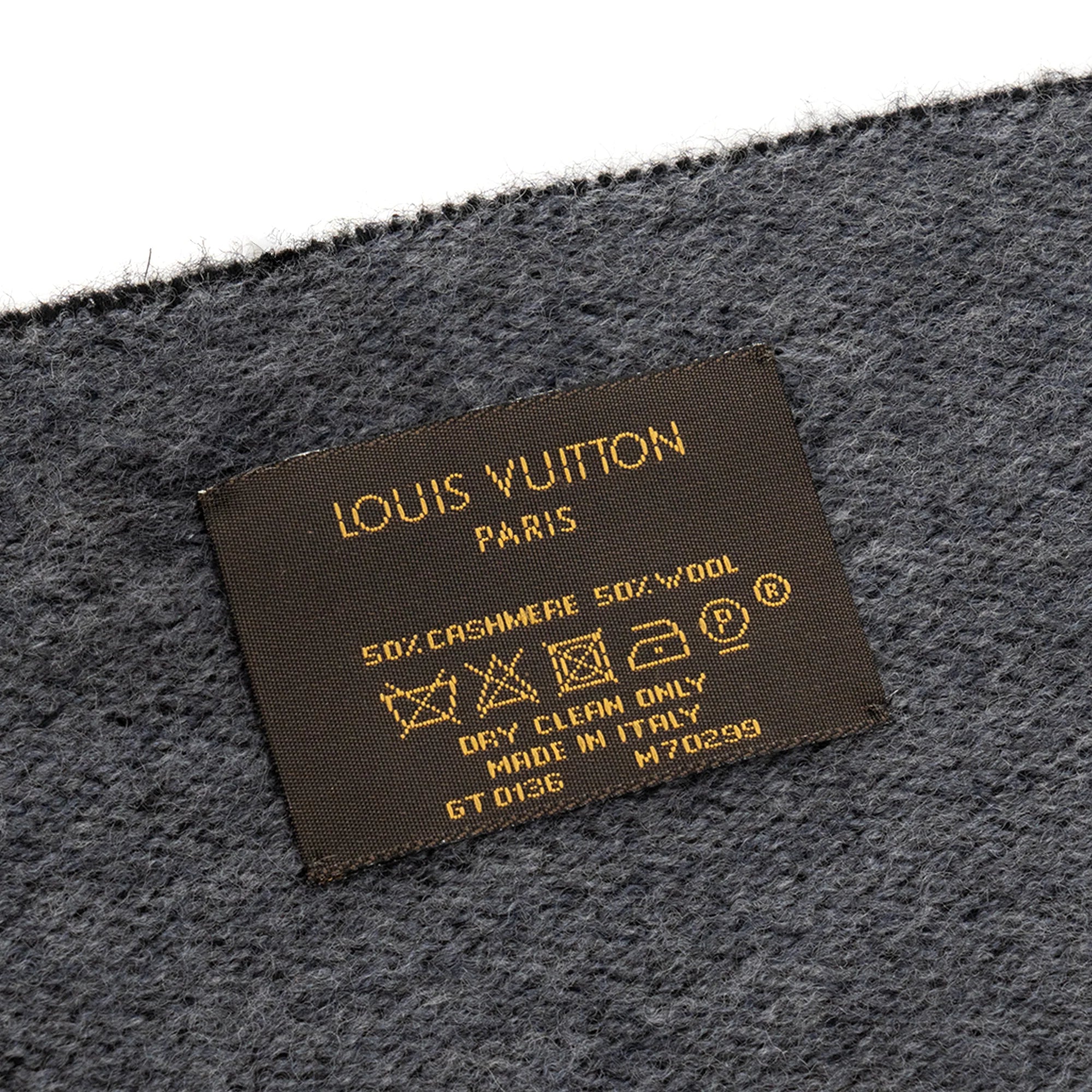 LOUIS VUITTON - Écharpe Louis Vuitton en cachemire et laine noire et grise