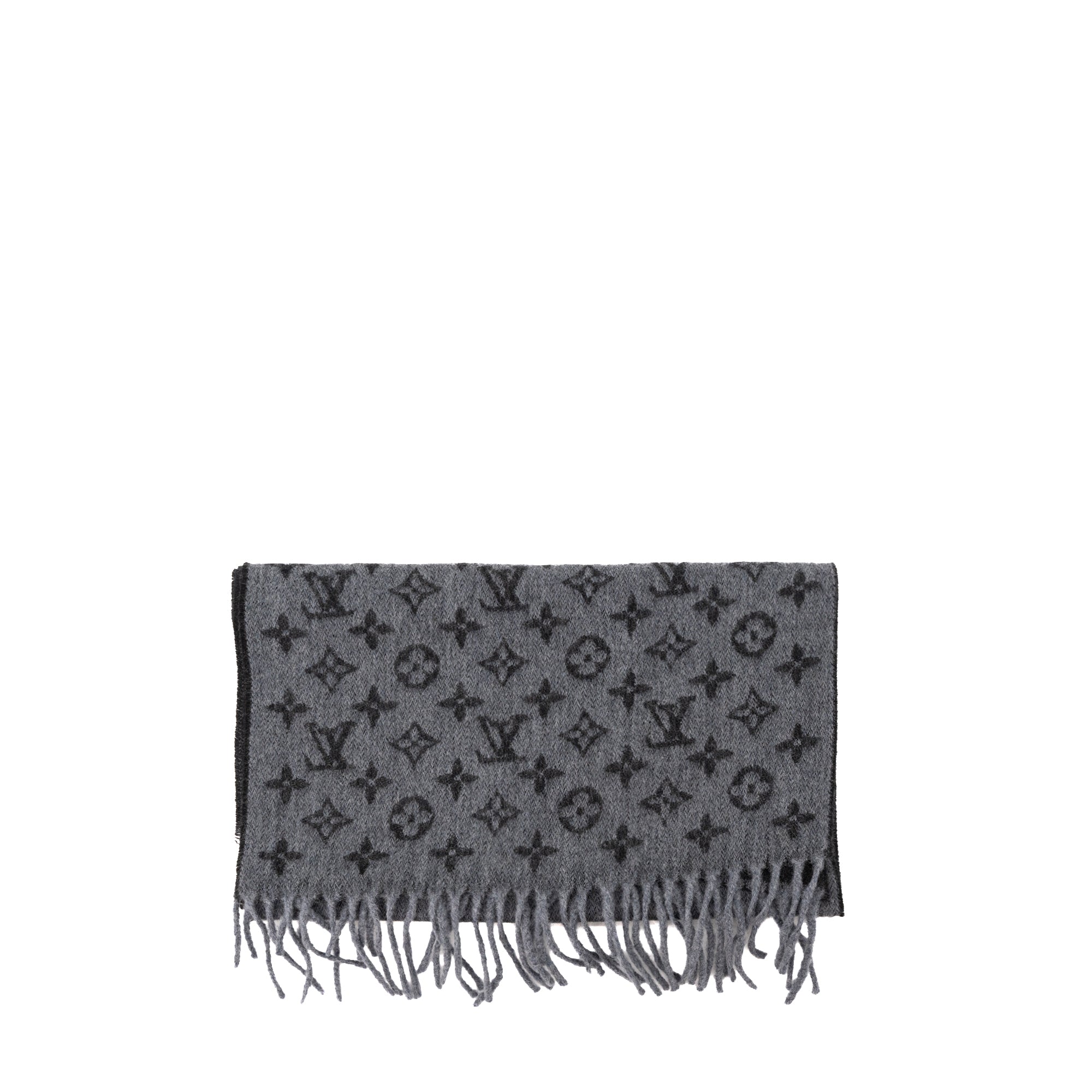 LOUIS VUITTON - Louis Vuitton black and grey cashmere and wool scarf
