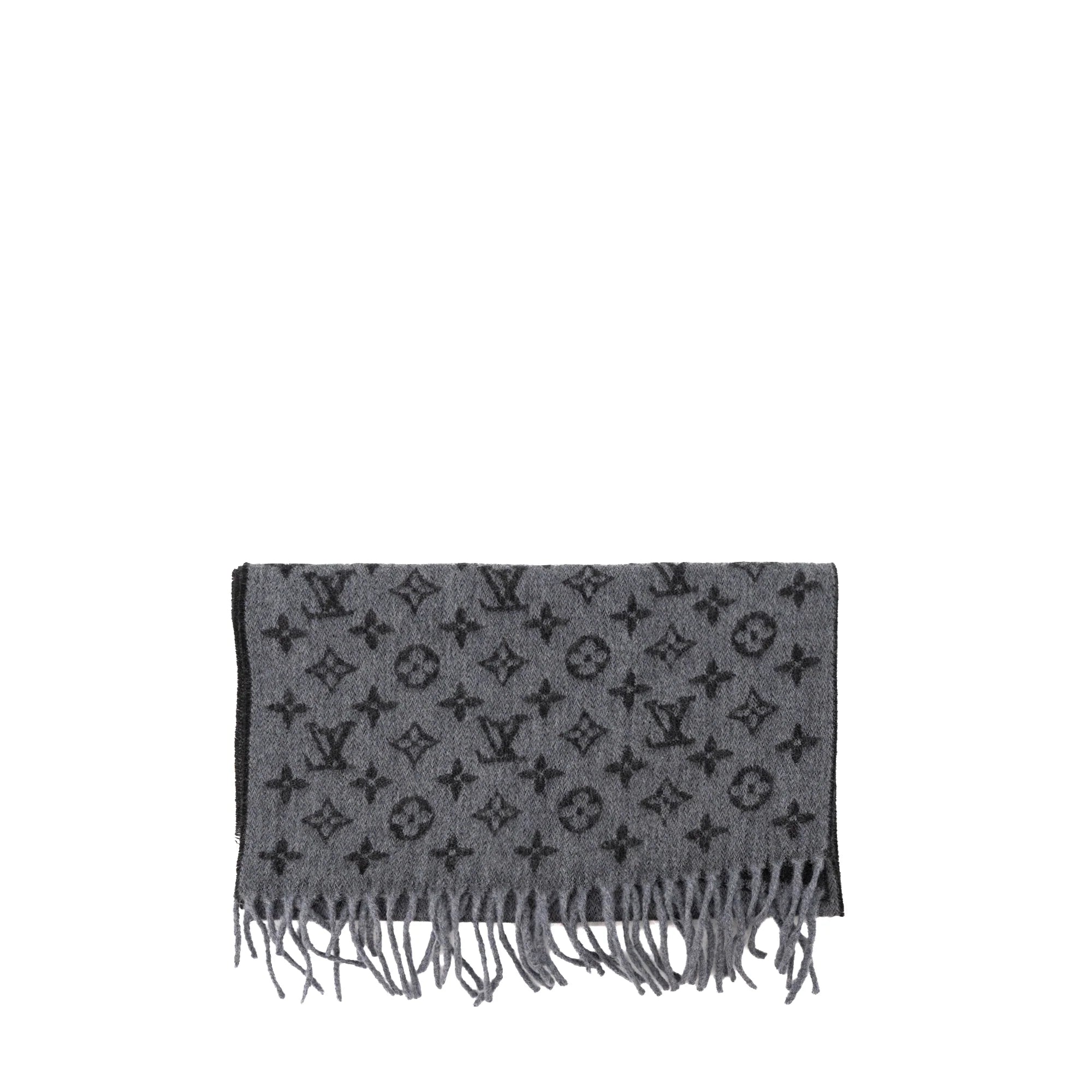 LOUIS VUITTON - Écharpe Louis Vuitton en cachemire et laine noire et grise