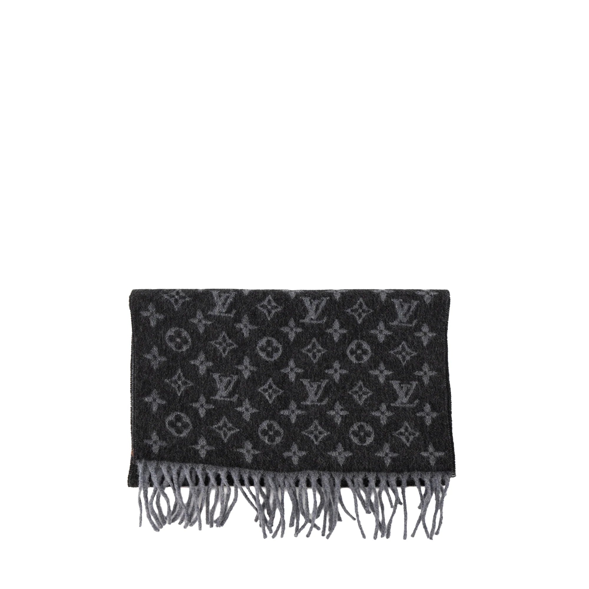 LOUIS VUITTON - Écharpe Louis Vuitton en cachemire et laine noire et grise