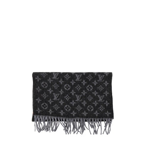LOUIS VUITTON - Écharpe Louis Vuitton en cachemire et laine noire et grise