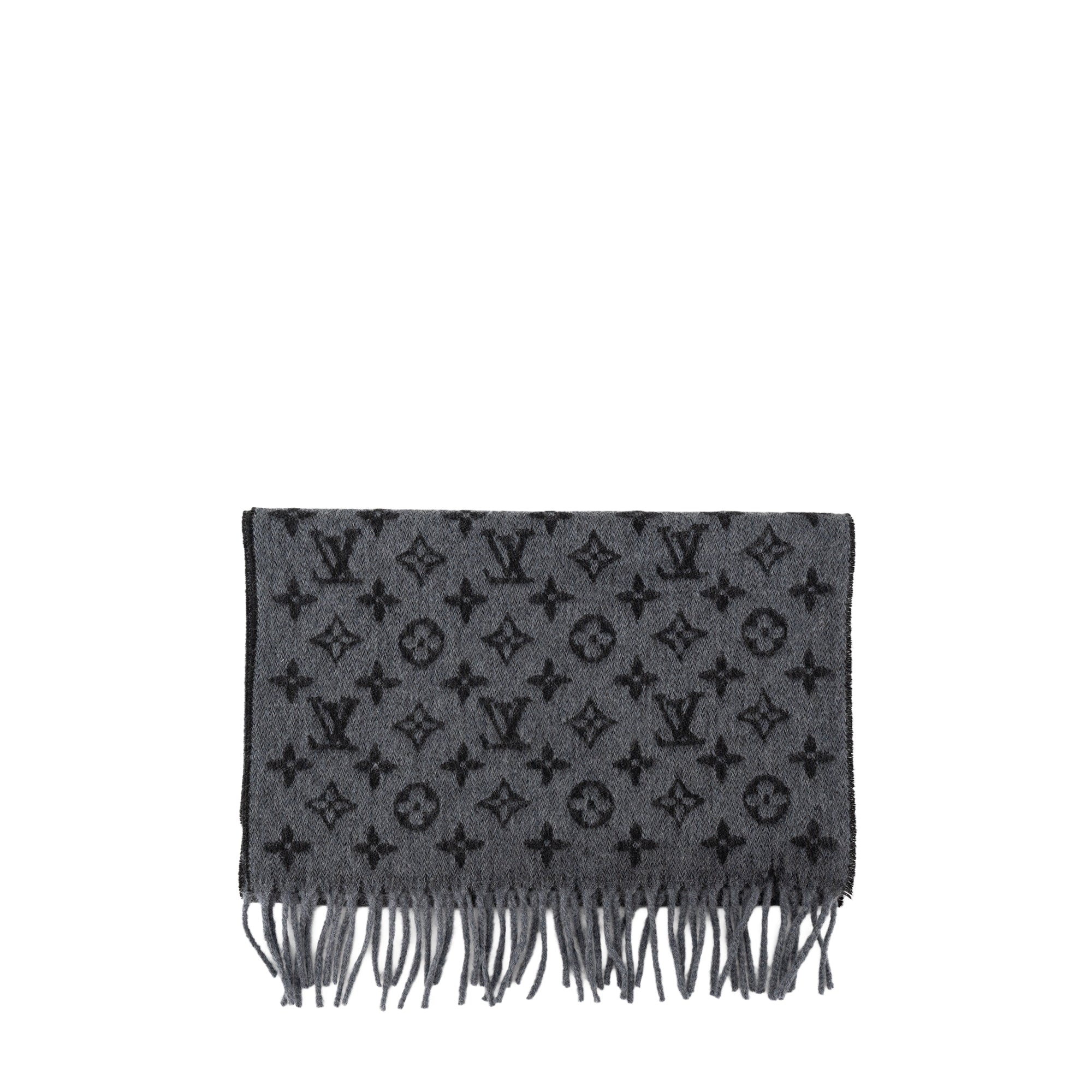 LOUIS VUITTON - Écharpe Louis Vuitton en cachemire et laine noire et gris