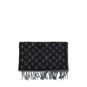 LOUIS VUITTON - Louis Vuitton black and grey cashmere and wool scarf