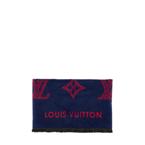 LOUIS VUITTON - Écharpe Louis Vuitton en laine et soie rouge et bleu