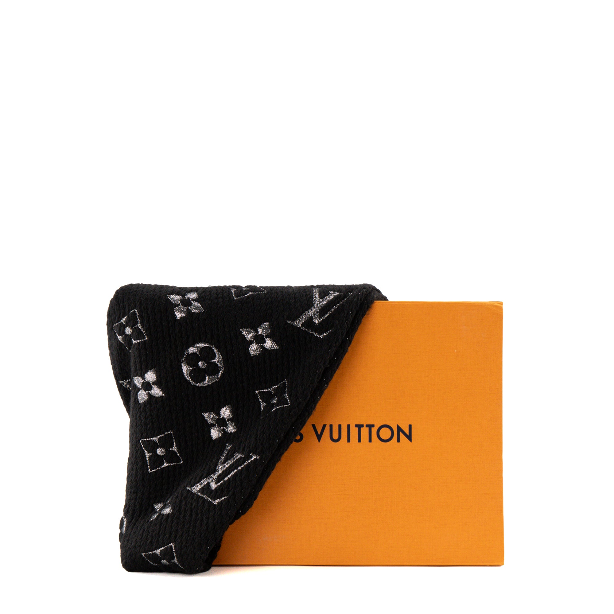 LOUIS VUITTON - Echarpe Louis Vuitton en laine noire et grise