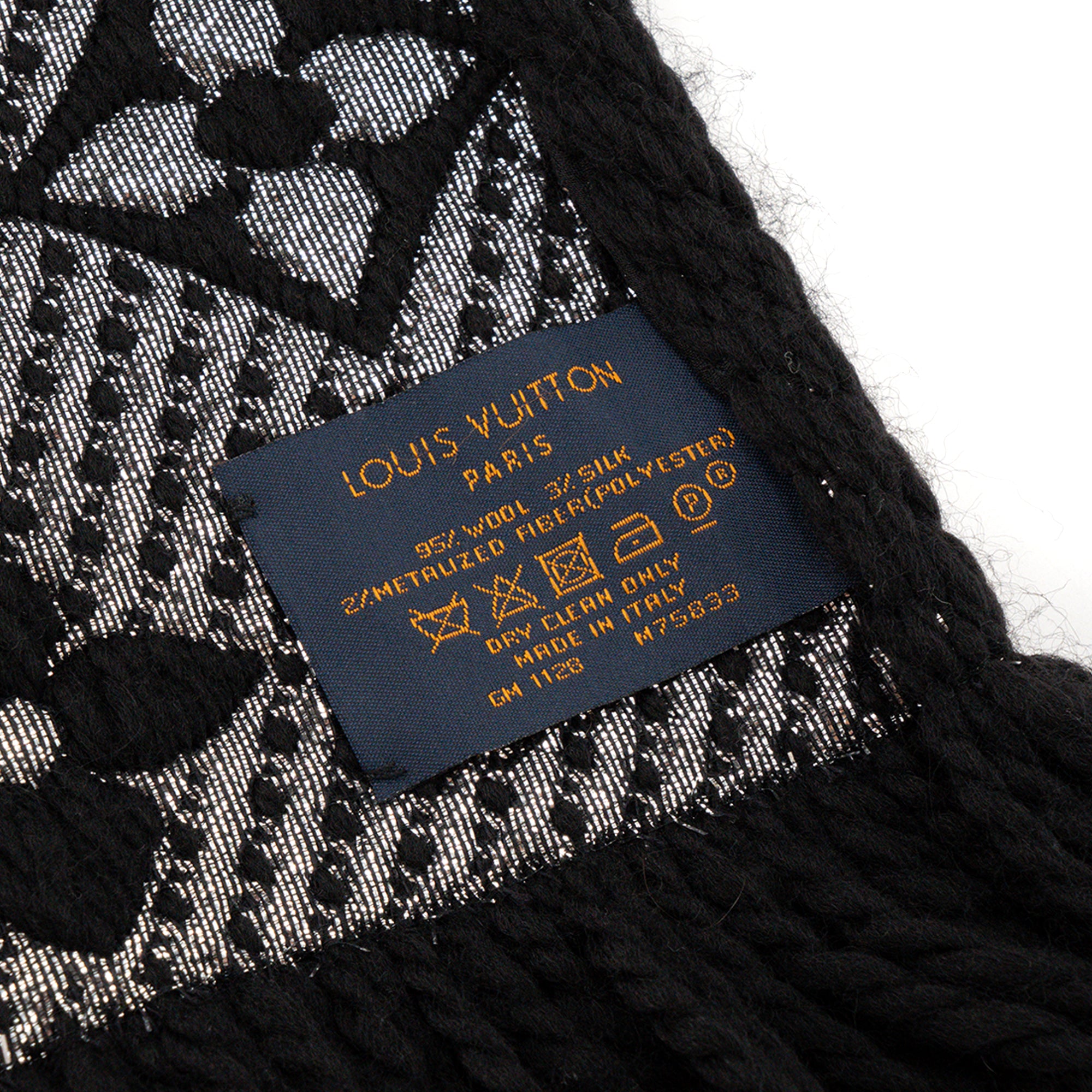 LOUIS VUITTON - Echarpe Louis Vuitton en laine noire et grise