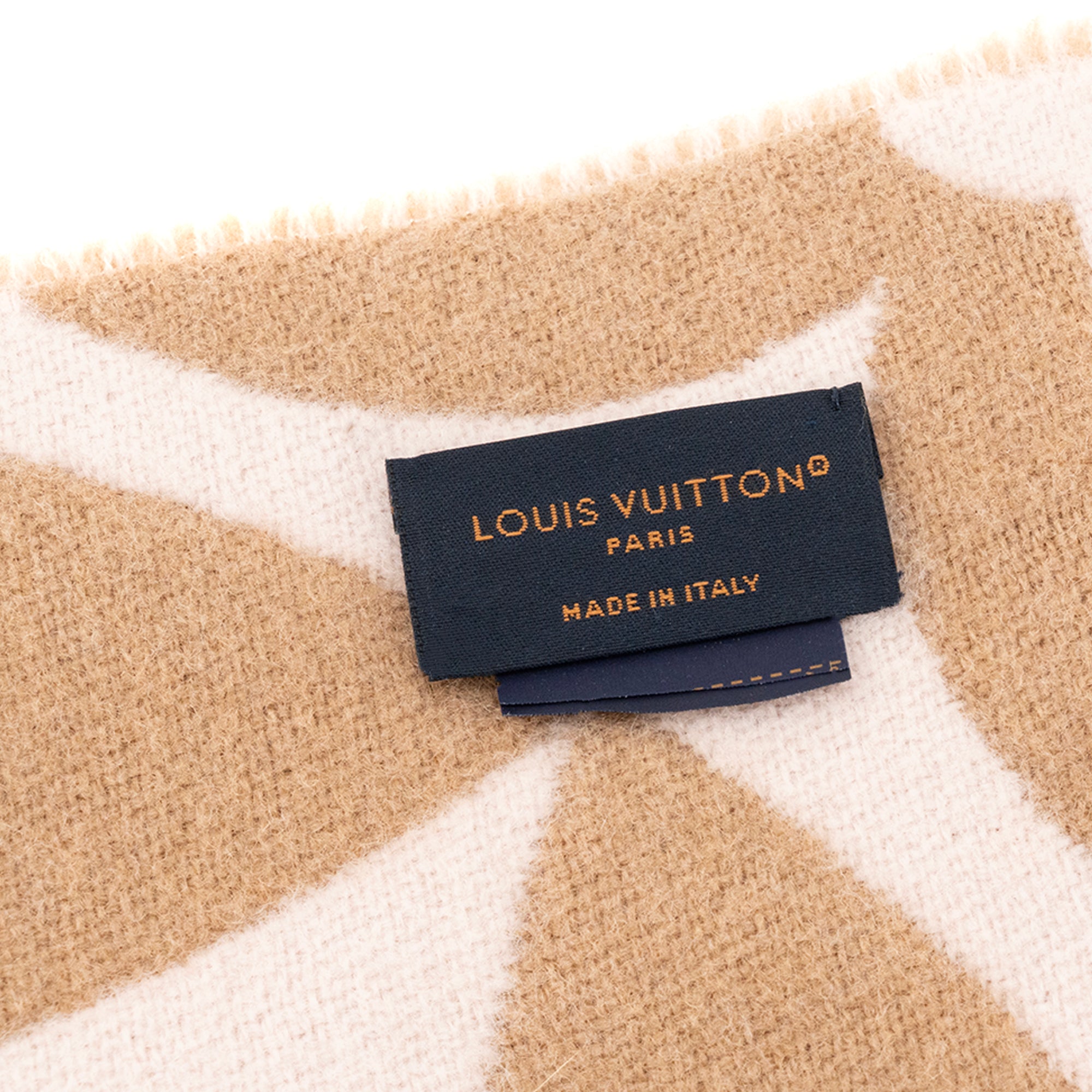 LOUIS VUITTON - Écharpe Médaillon Louis Vuitton en laine beige et marron